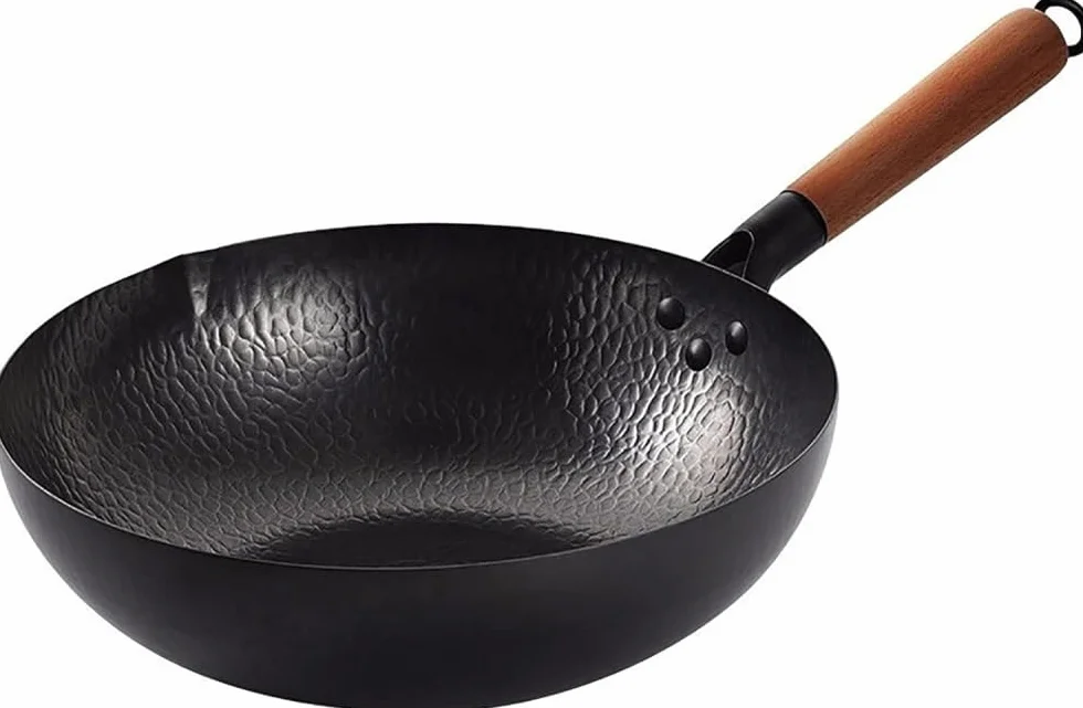 Wok żeliwny, Z Głębokim Dnem Z Powłoką Nieprzywierającą, Odpowiedni Do Kuchenek Indukcyjnych, Z Pokrywką I Koszykiem Do Gotowania Na Parze (34cm)