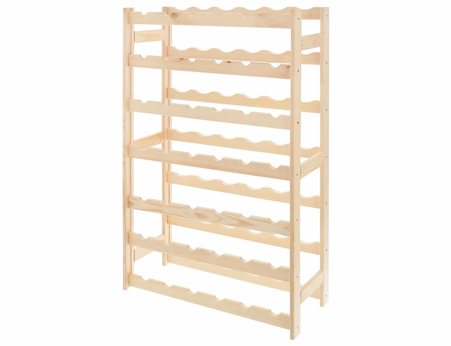 Drewniany Regał Na Wino na 42 Butelki 63x102x25 cm Drewno Stojak Na Wino Do Kuchni Piwnicy Salonu
