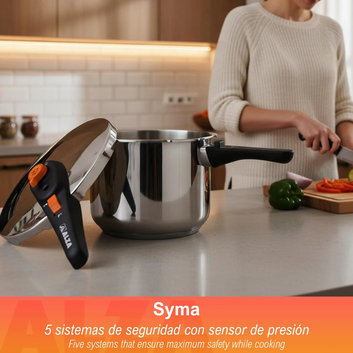 Alza Syma 4+6L szybkowar ekspresowy Duplex, stal nierdzewna 18/10, 5 systemów bezpieczeństwa, wszystkie rodzaje kuchenek, indukcja, oszczędność energii