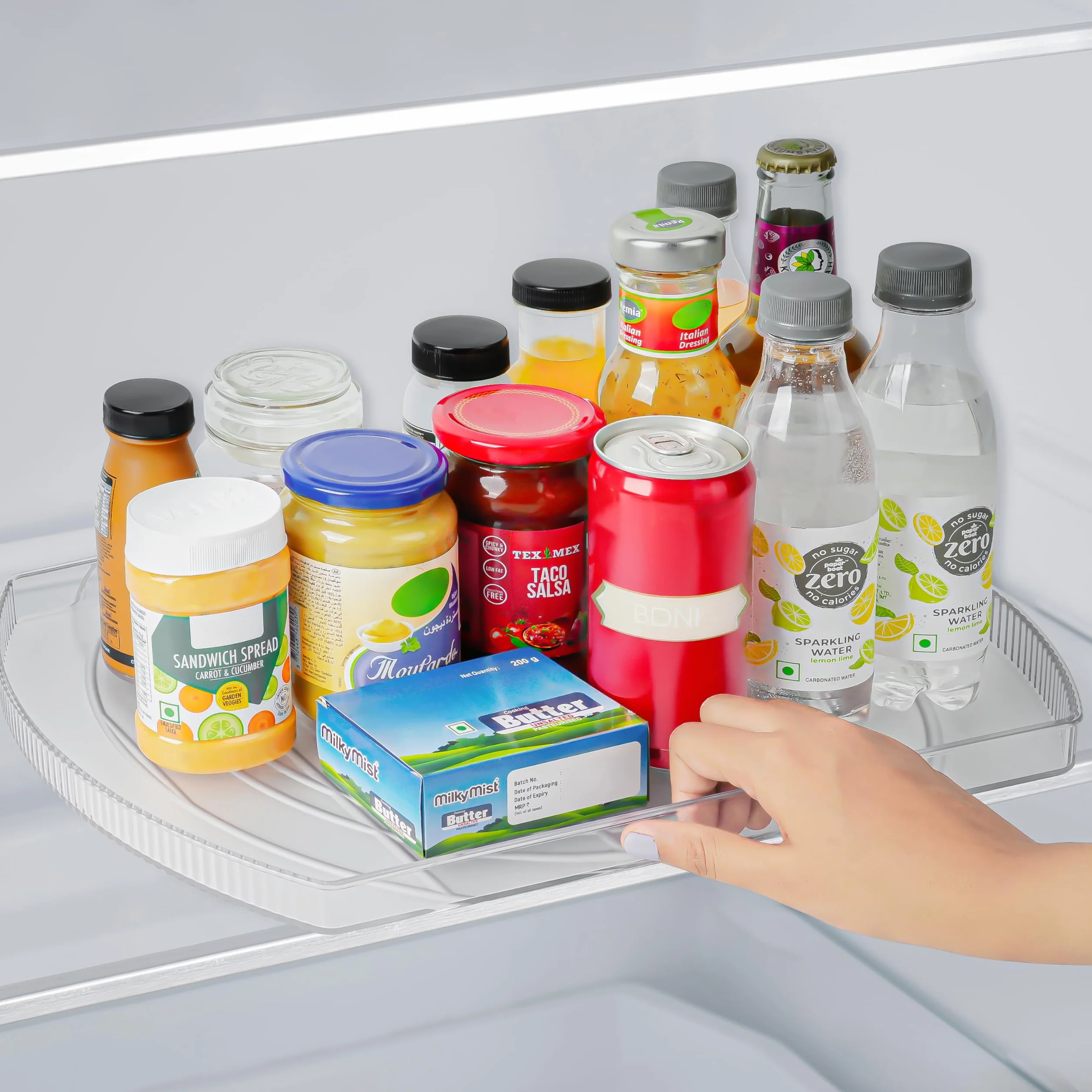 Winter Shore Plateau Tournant Frigo & Organisation Cuisine Rectangulaire - Lazy Susan Rectangle Coulissante & Tournante pour Étagères de Frigo, Placards, Plan de Travail - 42 x 28 x 3,5 cm