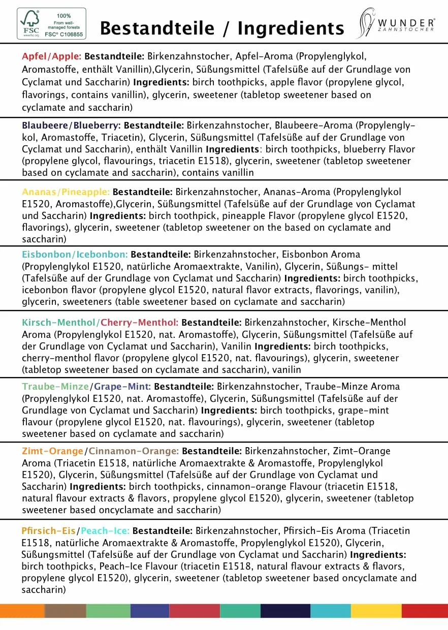 Zestaw 30 wykałaczek XXL aromatyzowane zamiennik gumy do żucia rzucania palenia