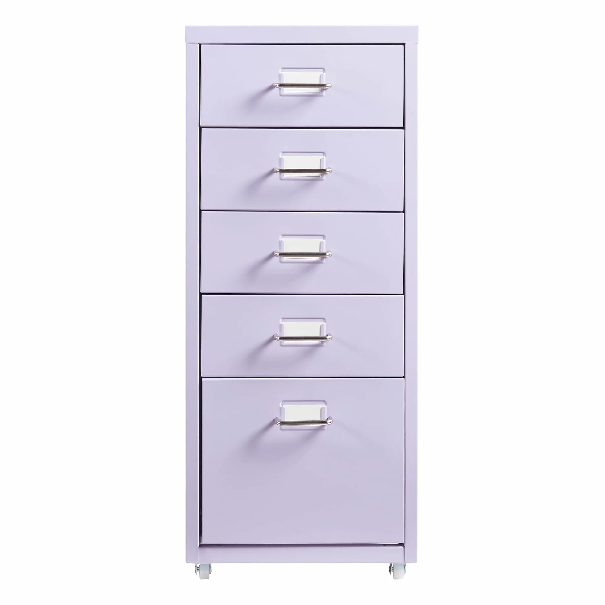[en.casa] Kontener na kółkach Kökar szafka z szufladami metalowa szafka na akta z 5 szufladami wózek biurowy z kółkami do gabinetu 69 x 28 x 41 cm fioletowy