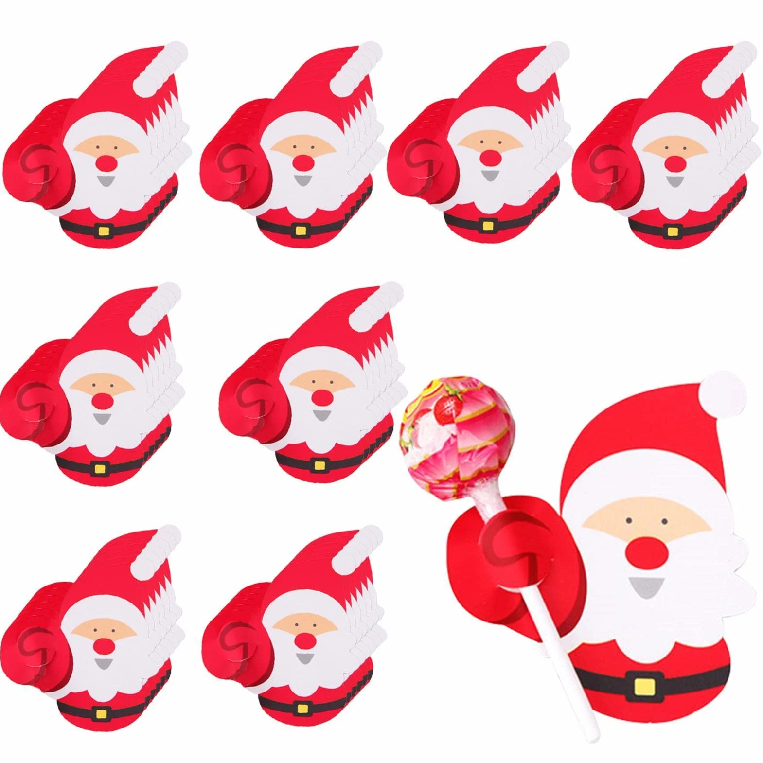 JINGLING Kartka ze s?odyczami - 50 sztuk ?wi?tecznych kartek z pakietem s?odyczy na lizaki, ?wi?teczne lizaki, dekoracje ?wi?teczne, ?wi? Miko?aj/pingwin kandicucker dekoracja opakowanie