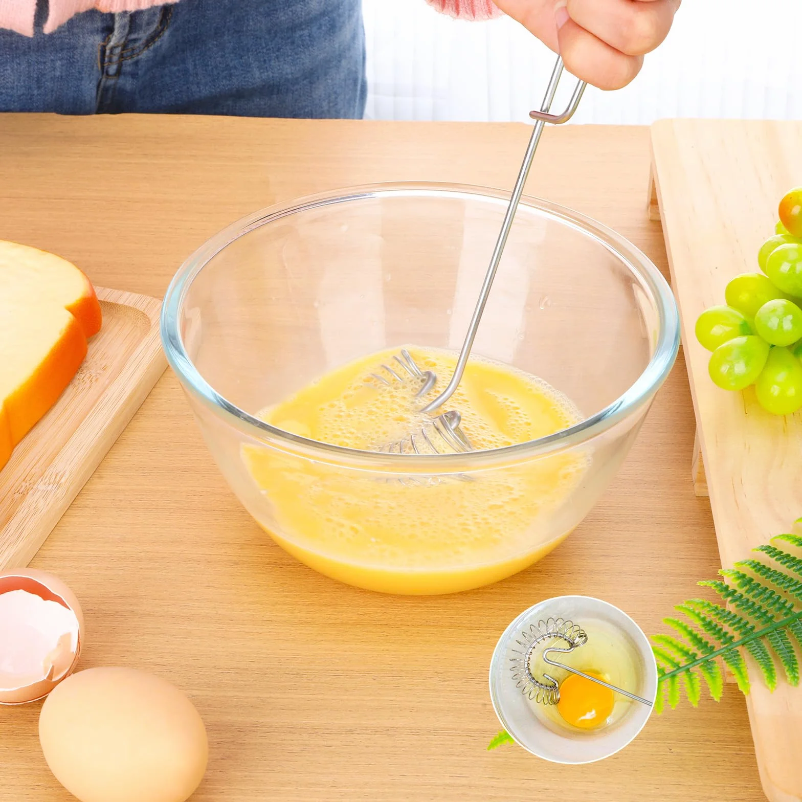2 sztuki spiralnych trzepaczek ze stali nierdzewnej, mała trzepaczka do whisk, do mieszania, nadaje się do mycia w zmywarce, miotełka płaska, ręczna trzepaczka do jajek, mąki i masła