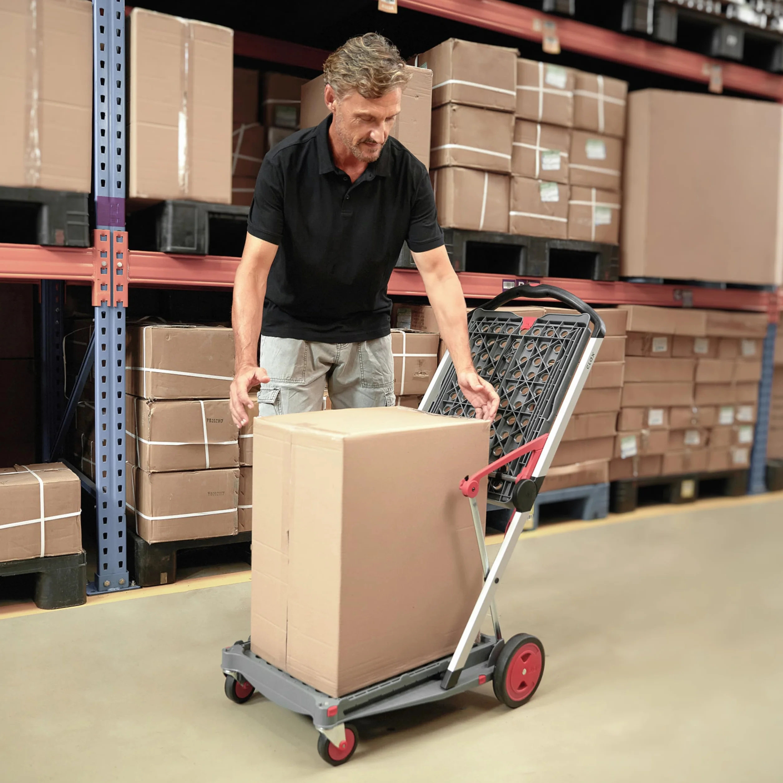 CLAX® Innowacyjny wózek na zakupy | Wózek do przechowywania | z 2 aluminiowymi składanymi pudełkami szary