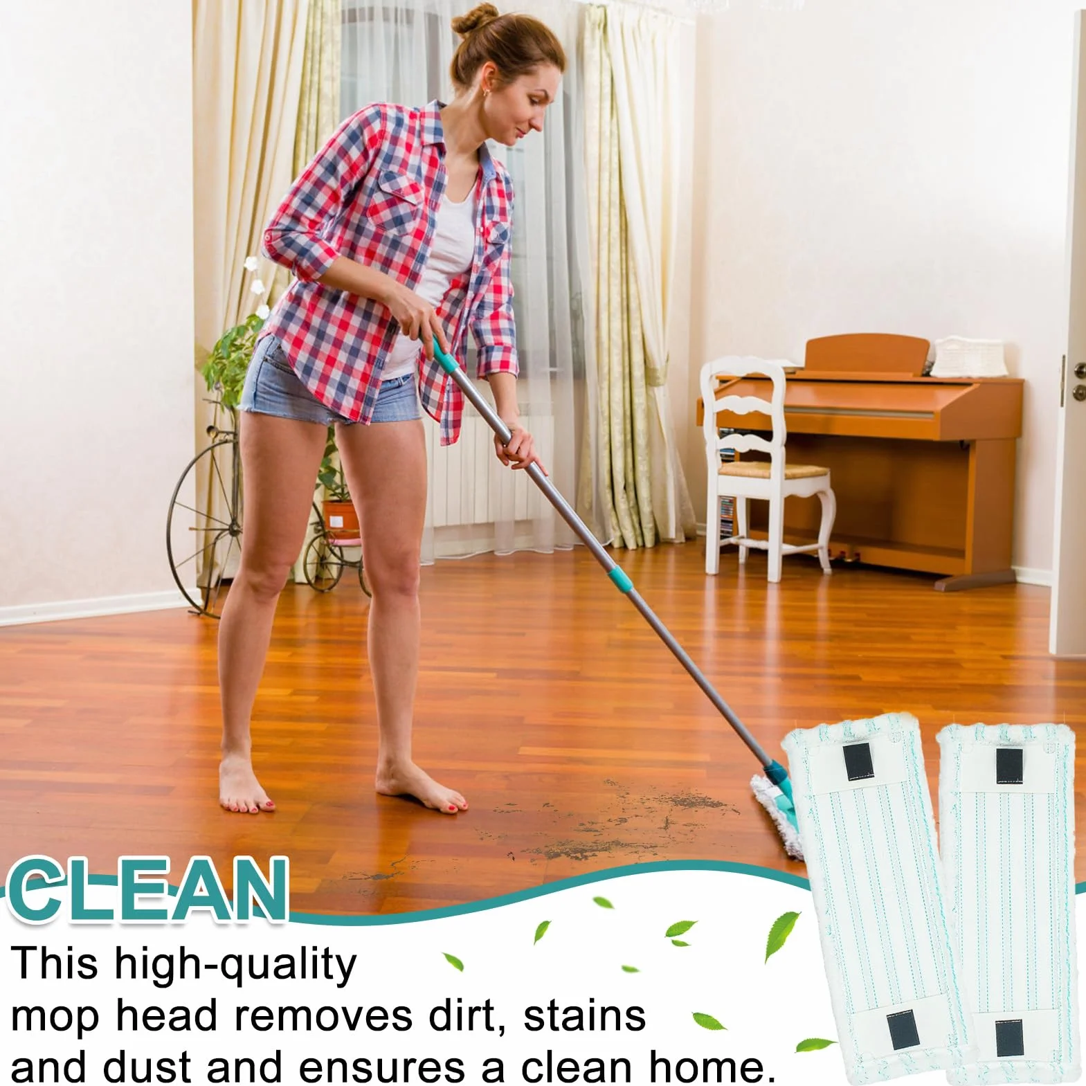 Nakładki na mop, wymienny zestaw nakładek z mikrofibry do mopa podłogowego Leifheit Clean Twist M Ergo Micro Duo - akcesoria zamienne (2 sztuki)