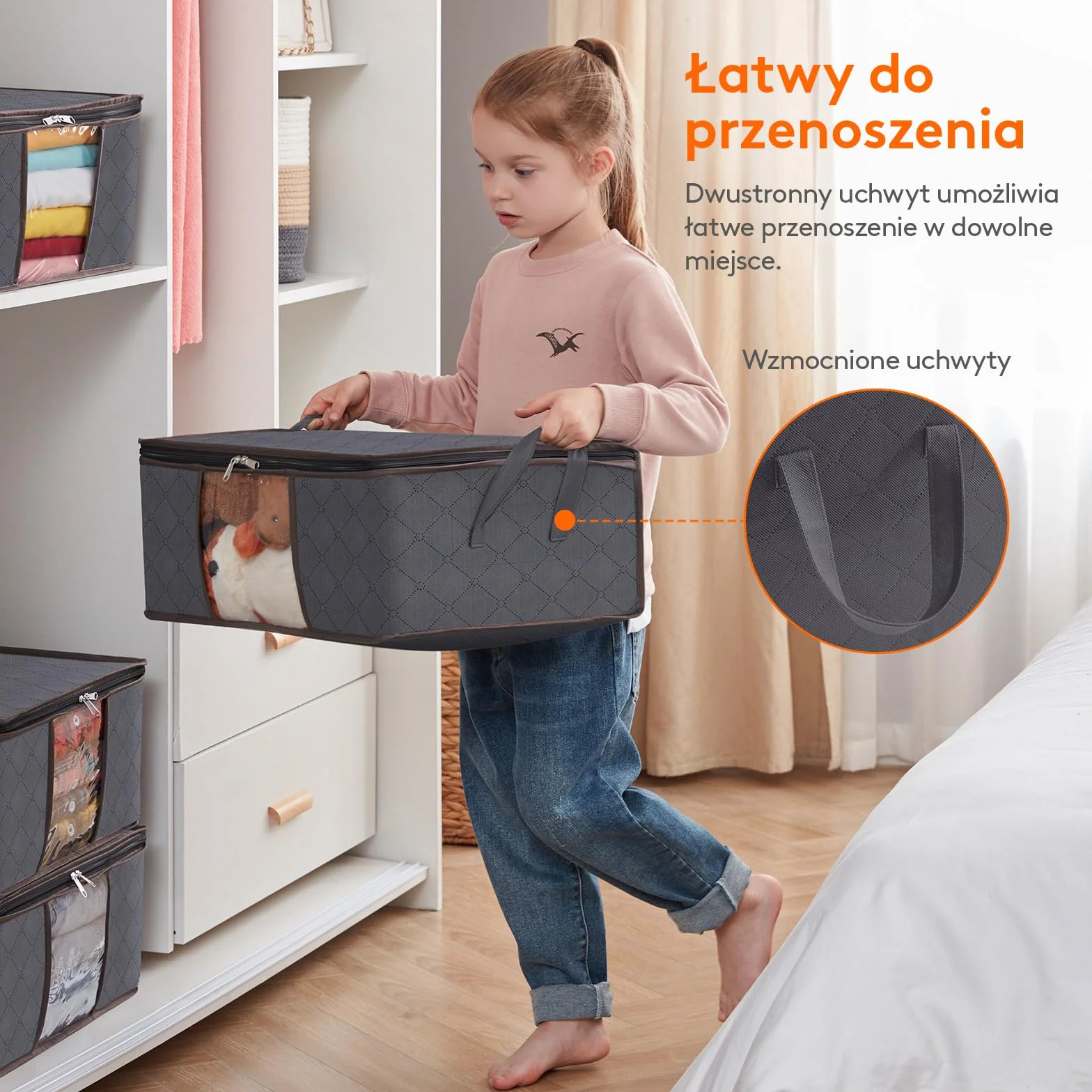 Lifewit Torba do Przechowywania Ubrań Składany Pojemnik 35L Szary