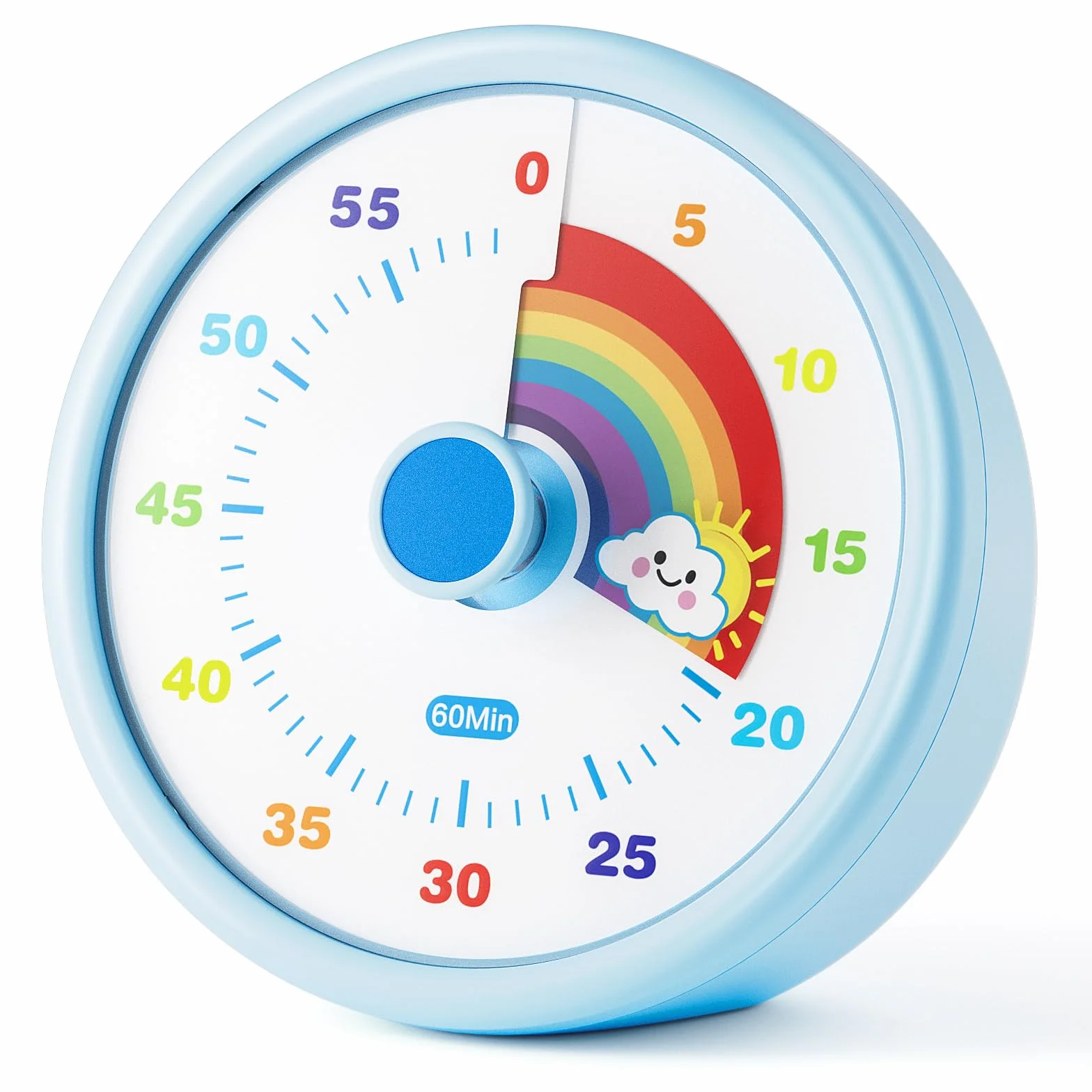 Wizualny timer dla dzieci i dorosłych, Rainbow Disk 60 Minute Countdown z trybami cichym i głośnym, narzędzie do zarządzania czasem (niebieski)