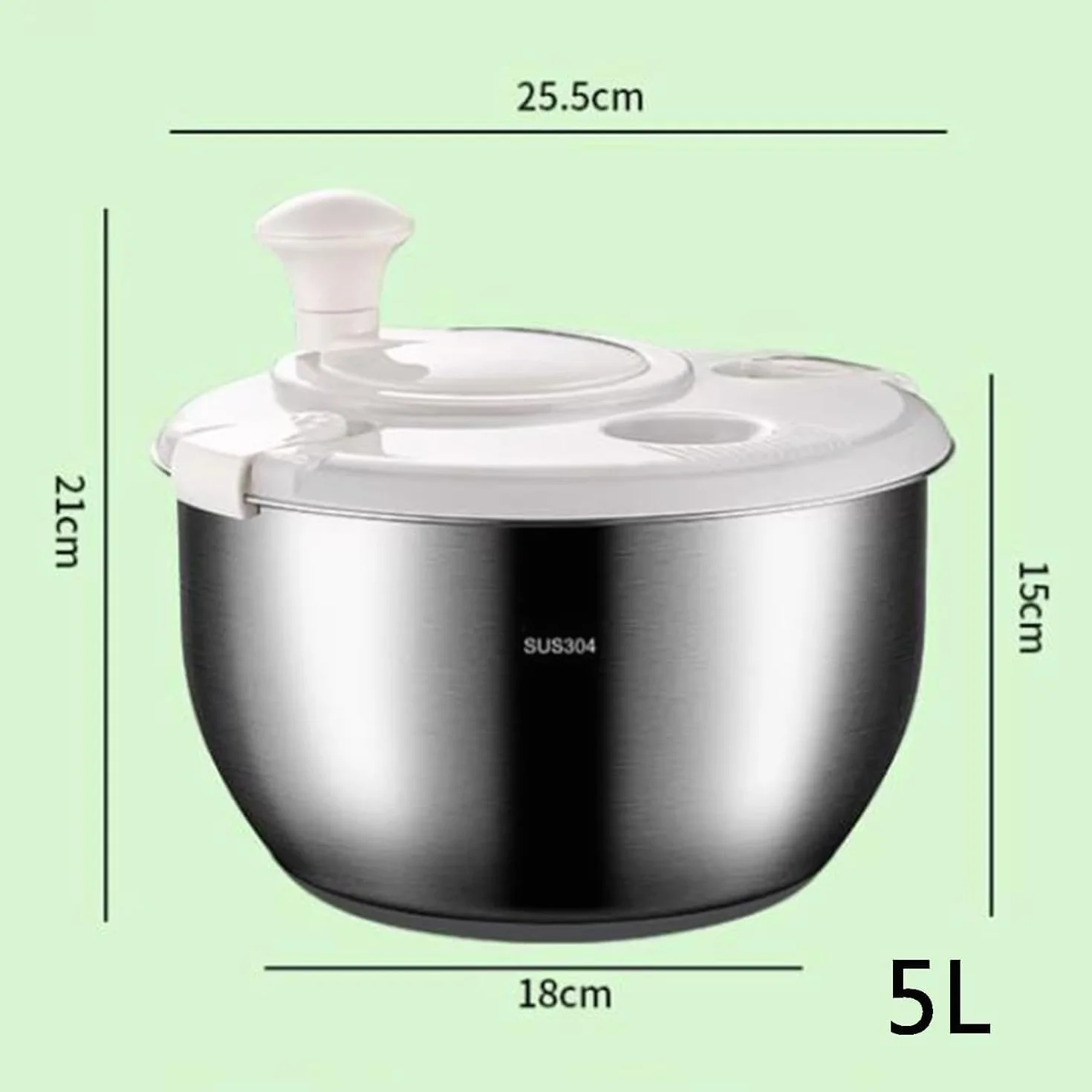 Spinner do sałatek ze stali nierdzewnej – pralka i suszarka do warzyw z pokrywką PP do owoców, makaronu i frytek, nadaje się do mycia w zmywarce