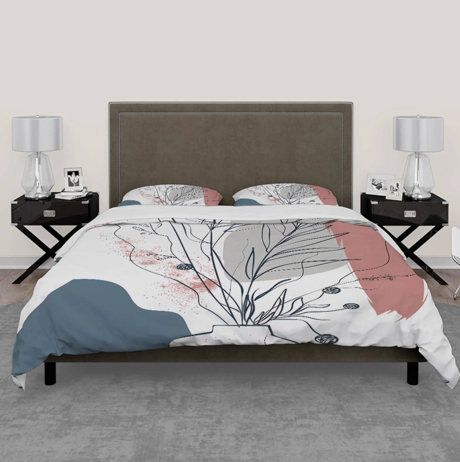 Poszwa na kołdrę w stylu nordyckim w stylu nordyckim Mid Century Boho Miękka oddychająca pościel na cały sezon 3-częściowy zestaw pościeli z 2 poszewkami na poduszki 180x220cm