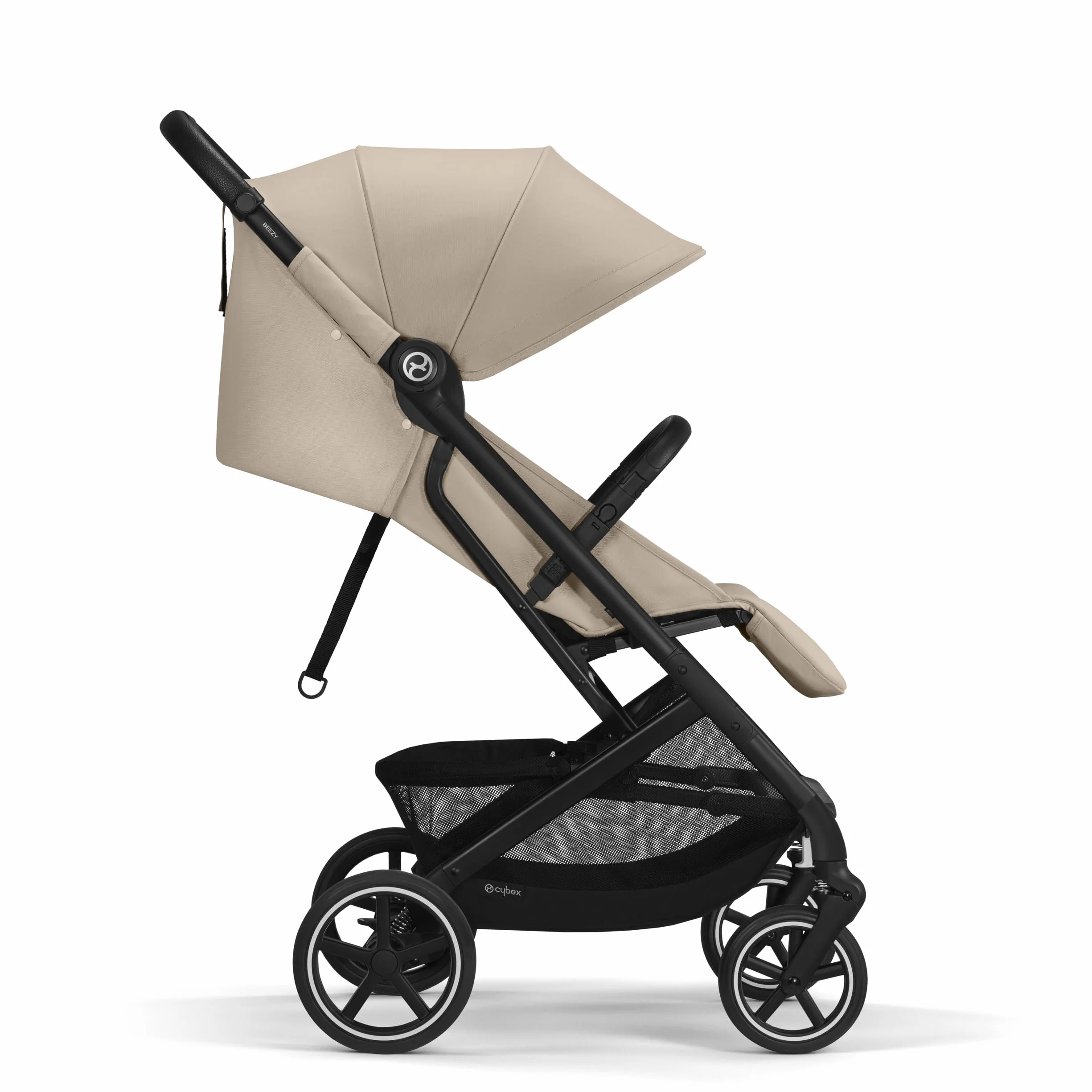 Cybex Gold Wózek dziecięcy Beezy z uprzężą One-Pull Harness, Od urodzenia do ok. 4 lat (maks. 22 kg), Kompaktowy i ergonomiczny, Almond Beige (Beżowy z czarną ramą)