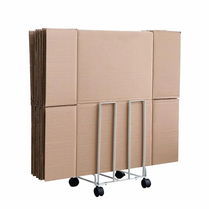 Wytrzymały wózek kartonowy na kółkach – metalowy wózek magazynowy do przeprowadzek, materiałów opakowaniowych i kartonów wysyłkowych – czarny design (11,8 x 10 x 17,1 cala)