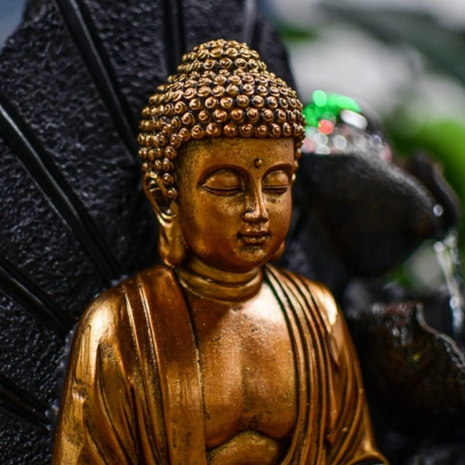 ZEN'LIGHT, Budda Hartha Fontanna, Zen i Feng Shui, oryginalny prezent Budda - wielokolorowe oświetlenie LED, cicha pompa, szer. 27 x szer. 27 x wys. 40 cm