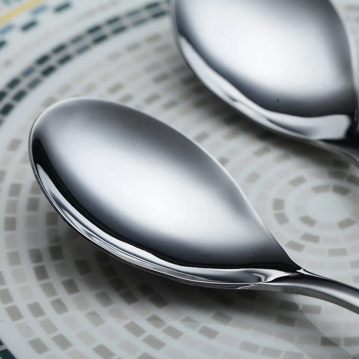 Łyżki obiadowe 6 sztuk, Kyraton 21,5 cm Łyżki stołowe ze stali nierdzewnej, łyżki do zupy Zestaw sztućców Solidny Łatwe do czyszczenia, Łyżki deserowe, Można myć w zmywarce