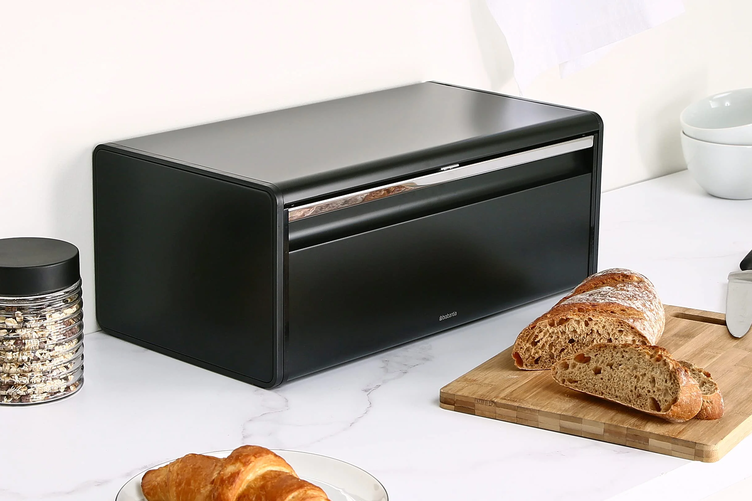 Brabantia Rectangular Chlebak, Czarny Matowy, 24.99 x 47.5 x 18.69 cm