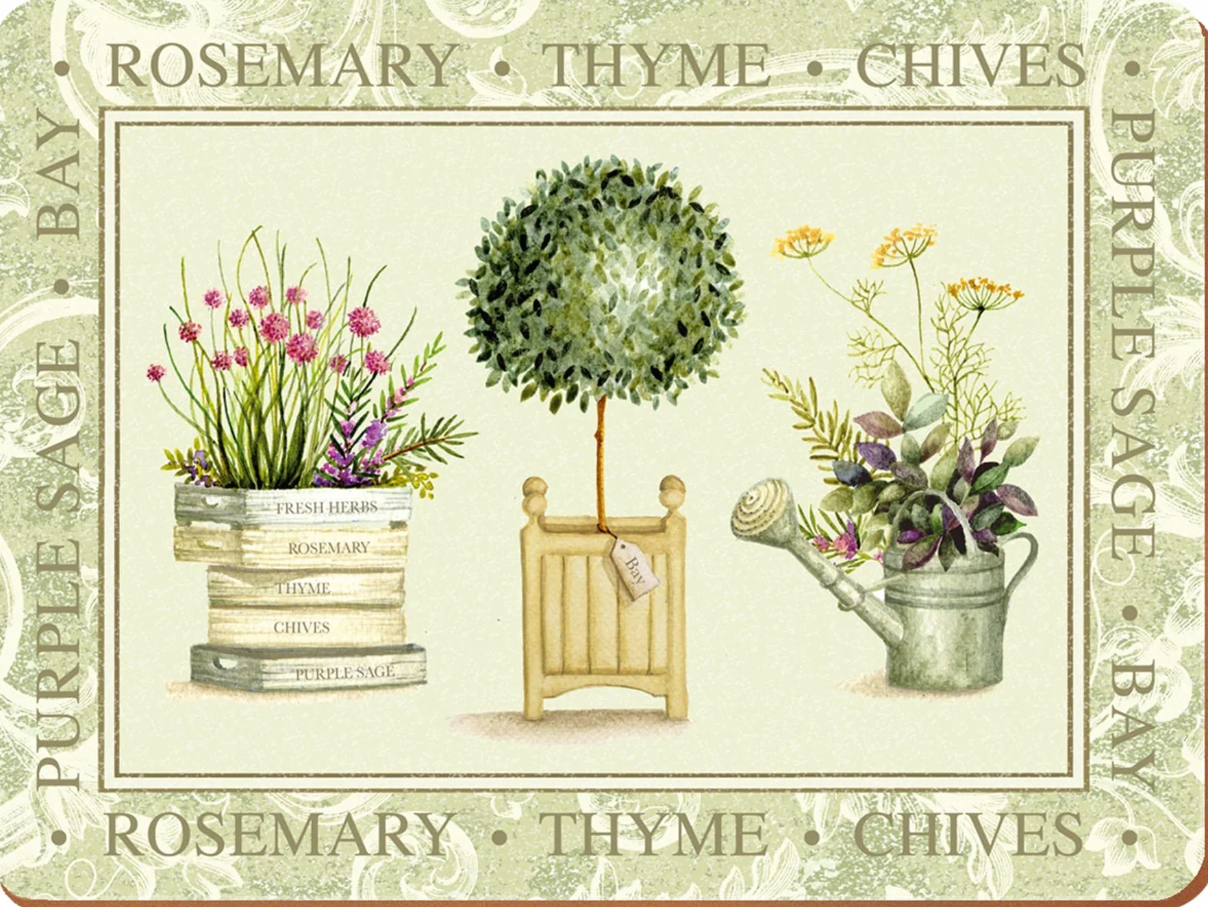 Creative Tops 5169665 Premium wysokiej jakości 4-częściowy zestaw podkładek pod talerze Topiary z korkiem o wymiarach 40 x 29 cm