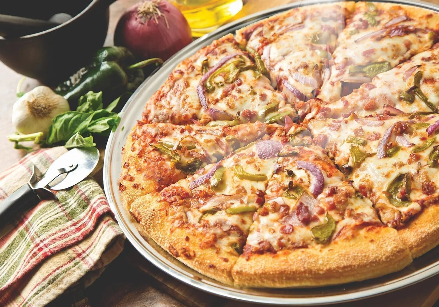 Aluminiowa forma do pizzy, 12 cali, szeroki rant – zestaw 4 sztuk
