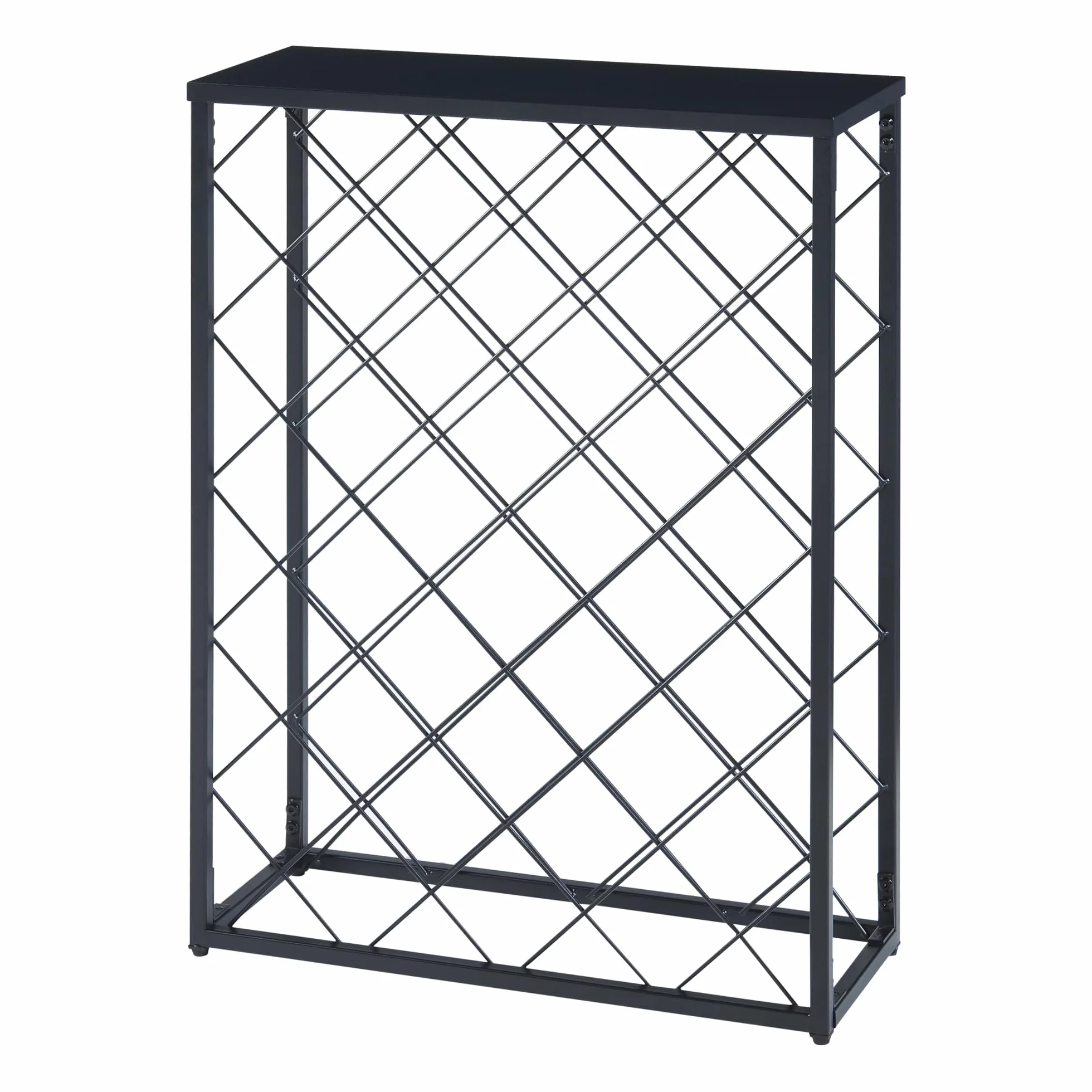 [en.casa] Taivassalo stojak na wino stojak na butelki metalowy uchwyt na wino na 25 butelek czarny stojak na butelki do przechowywania butelek wina 71,5 x 53 x 20 cm