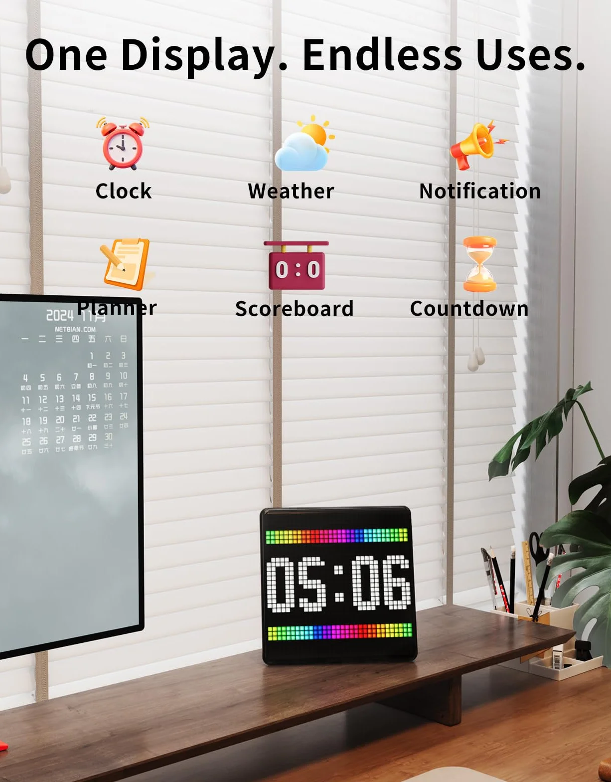 Divoom Pixoo-max wielofunkcyjna cyfrowa ramka na zdjęcia Bluetooth, programowalny wyświetlacz LED Pixel Art 32 x 32, akcesoria do gier, neonowe światło do dekoracji pokoju, znak okna (czarna)
