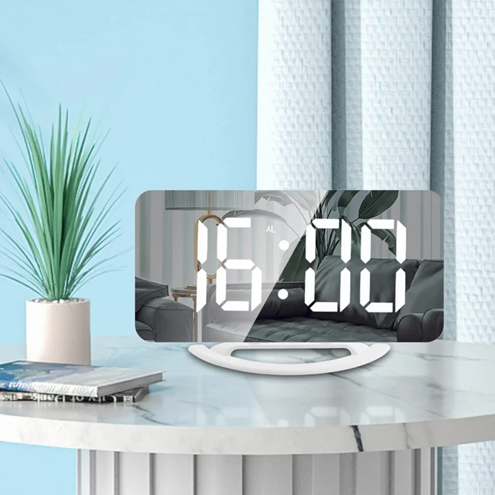 Cyfrowy budzik automatyczne ściemnianie zegar stołowy dotykowy drzemka wyjście USB ładowanie ścienne elektroniczne zegary LED (kolor: E) (E)