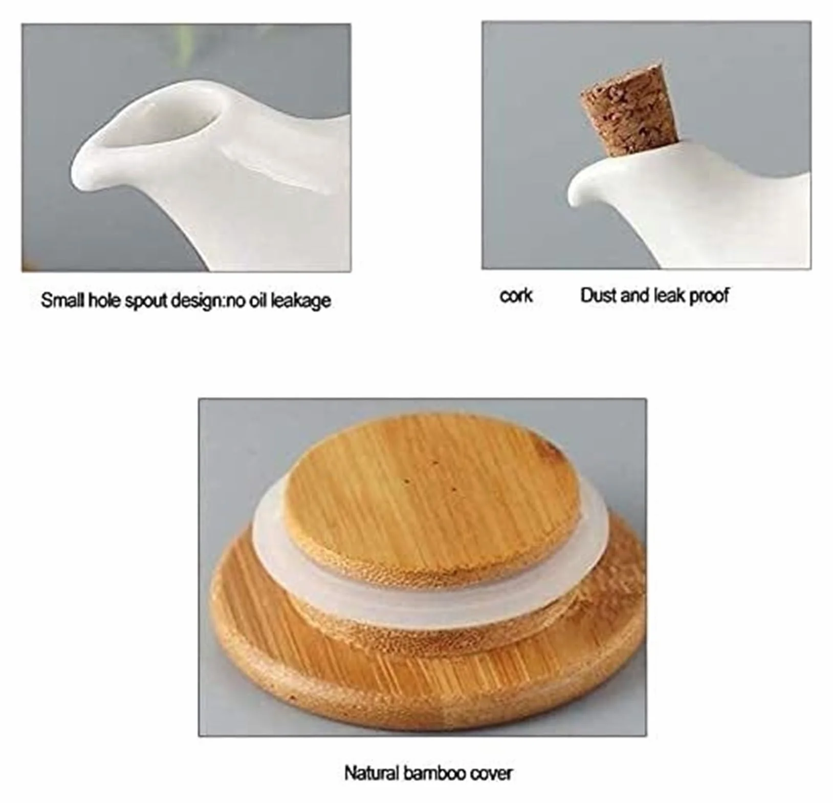 Dozownik oleju i octu Dozownik oleju i octu, 500ML butelka octu olej ceramiczny butelka na sos sojowy garnek kuchnia pyłoszczelna drewniana pokrywa butelki Gotowanie