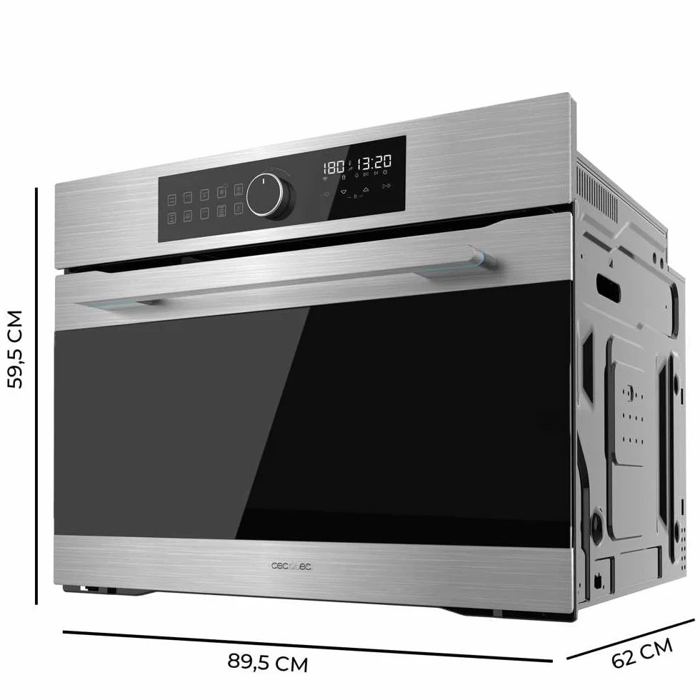 Cecotec Wielofunkcyjny piekarnik Bolero Hexa AF319000 Inox A 3800 W, pojemność 133 l, 11 funkcji z Airfryer Master, Mistrz pizzy, Steam Asisst, Steam EasyClean, 3D Cooking, Defrost