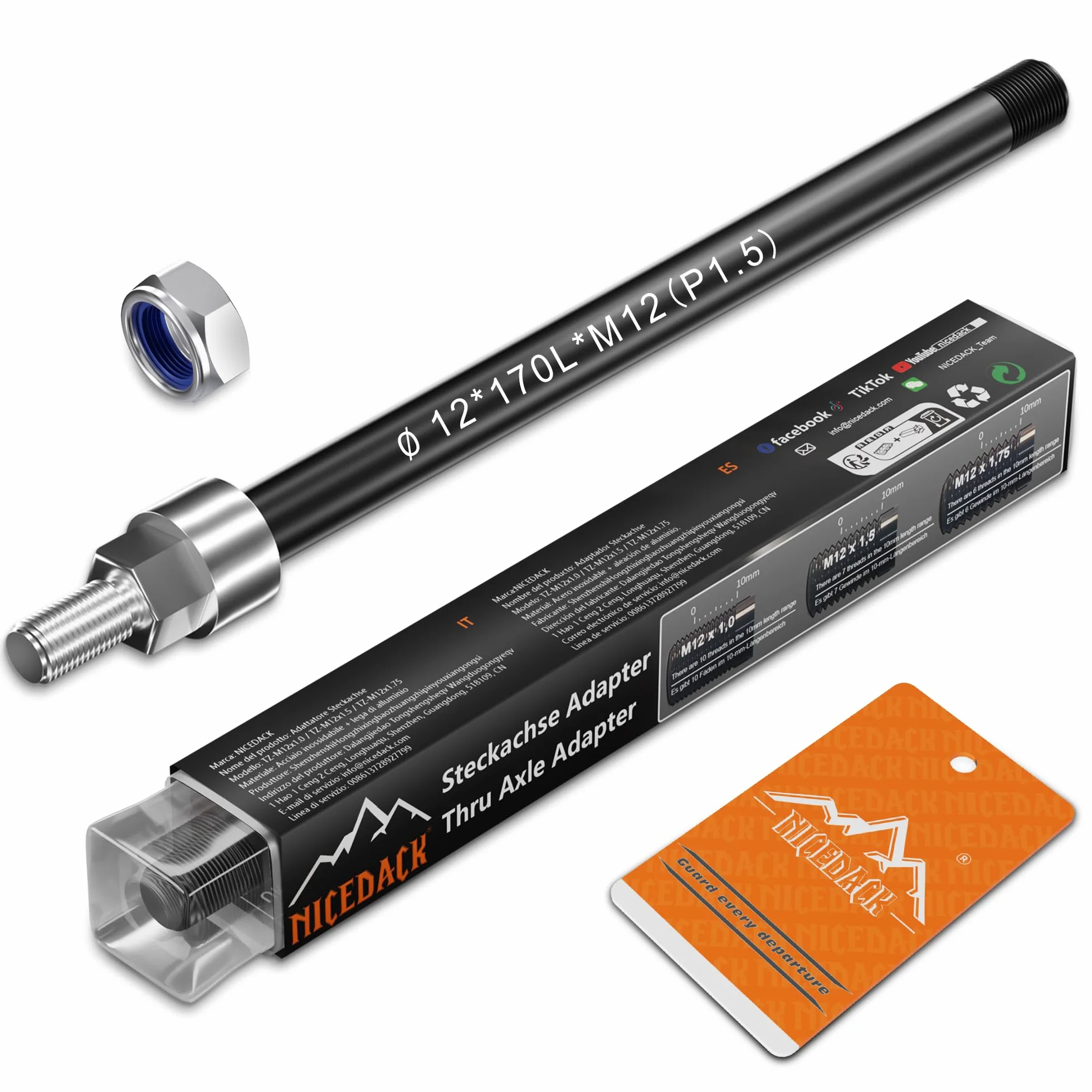 Oś wtykowa M12 x 1,5-170 mm z adapterem do przyczepki rowerowej sprzęgła