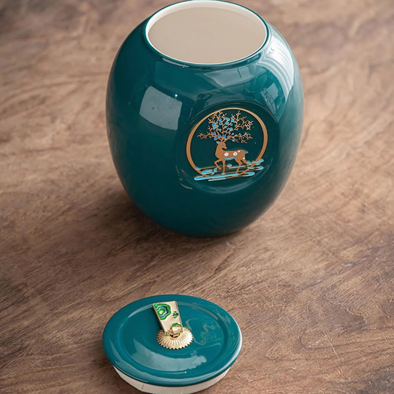 Ceramiczna puszka na herbatę, hermetyczny słoik do przechowywania, ceramiczny uszczelniony słoik duży słoik do przechowywania w gospodarstwie domowym Herbata luzem liściasta Kreatywny magazyn chińskie