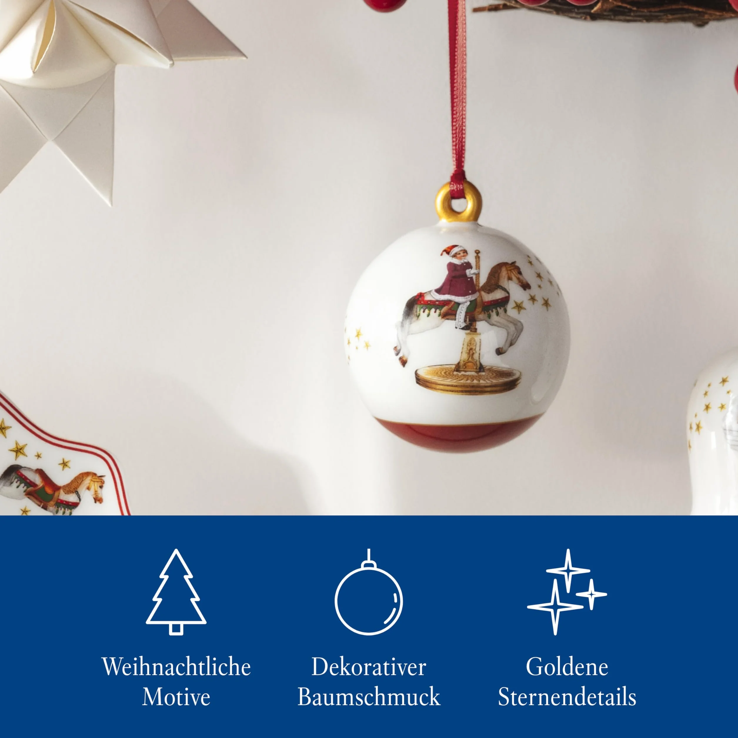 Villeroy & Boch – Annual Christmas Edition, ozdoba, bombka, edycja 2024, porcelana Premium, ekskluzywny przedmiot kolekcjonerski, 6,5 x 6,5 x 8 cm