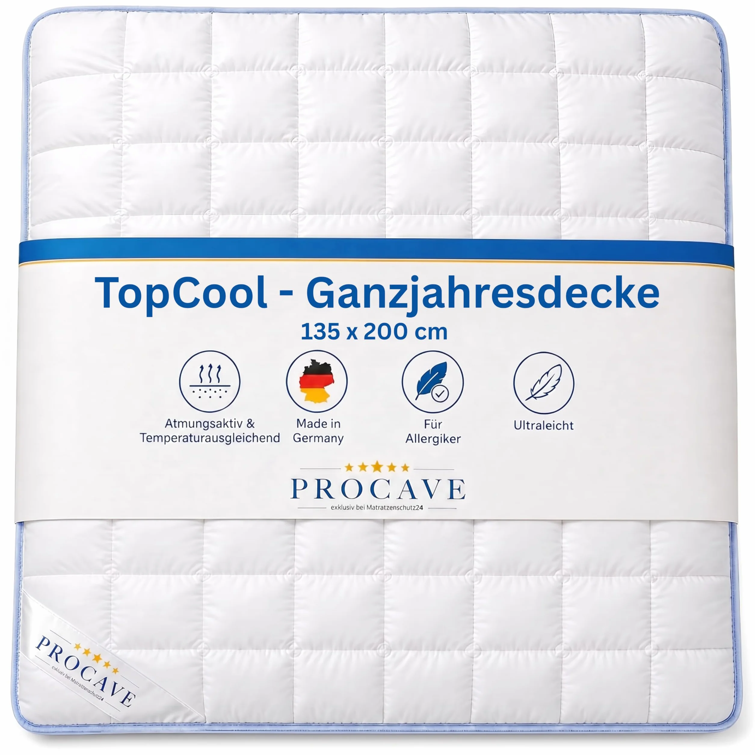 PROCAVE TopCool kołdra pikowana biała 135 x 200 cm oddychająca antyalergiczna