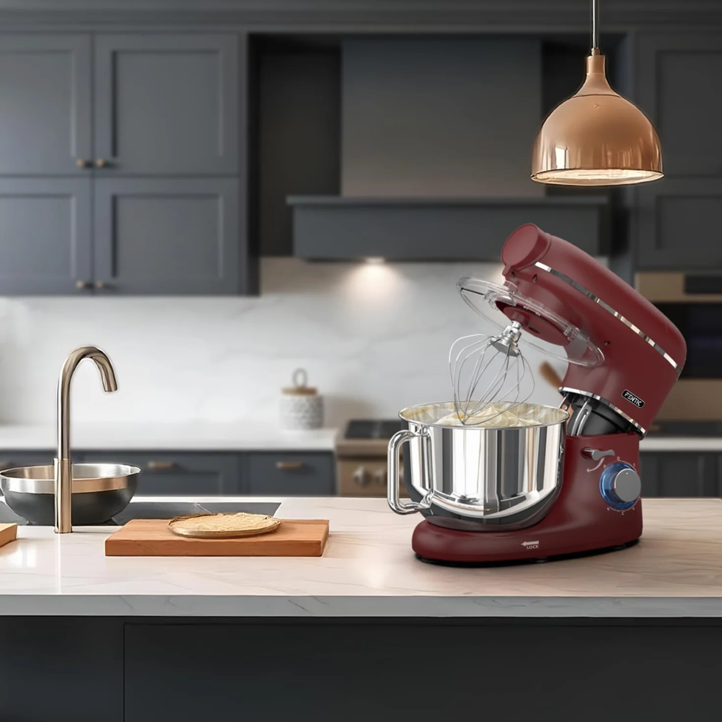 Robot kuchenny 2000 W, robot kuchenny, procesor żywności, miska do mieszania 6,2 l, w zestawie maszynka do mielenia mięsa, blender i dodatkowe akcesoria (Czerwony)