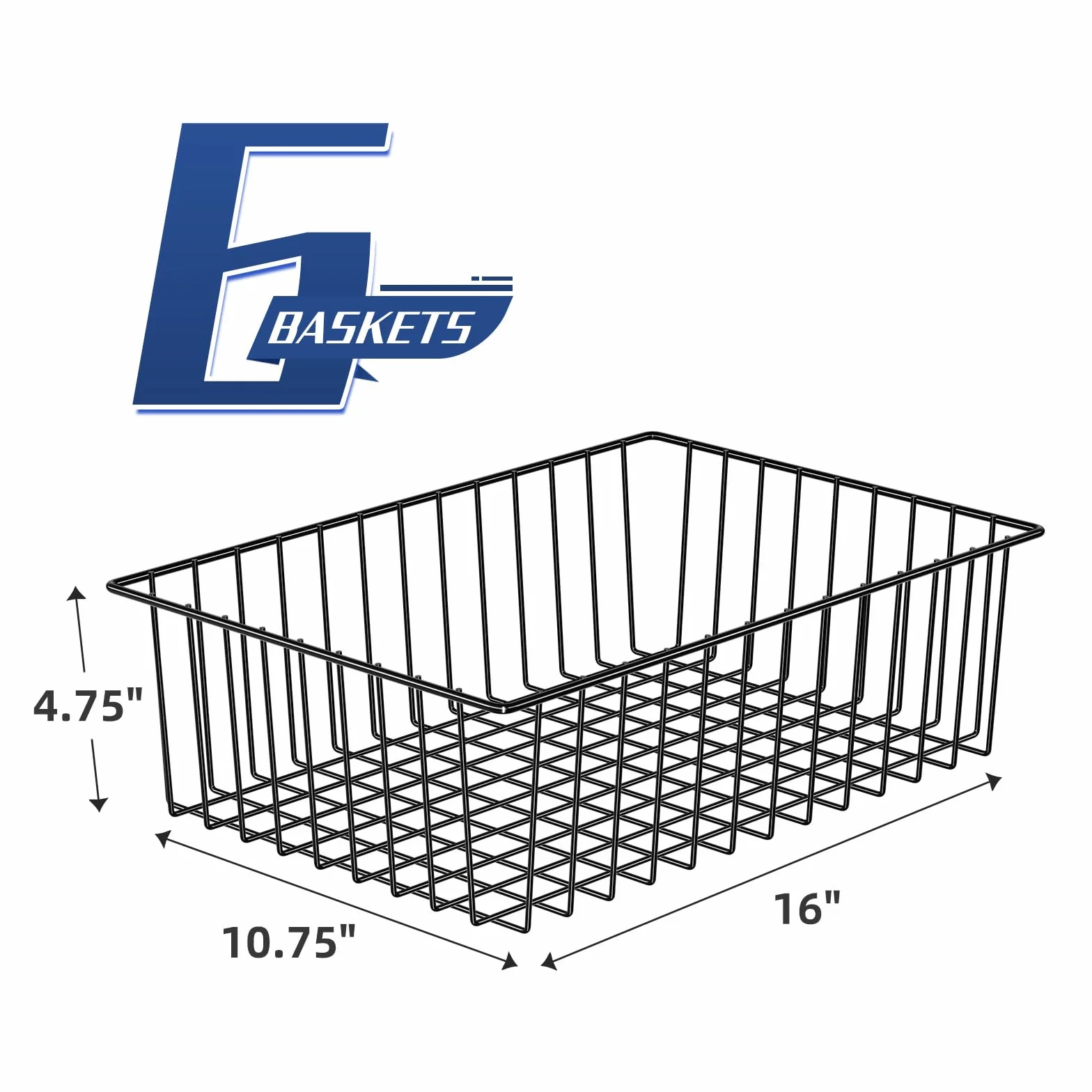 Simple Trending 6-pak dużych koszy drucianych do organizacji, metalowe kosze do przechowywania spiżarni do szafki, kuchni, garażu, łazienki, czarne