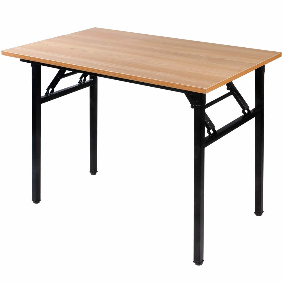 sogesfurniture Stół składany biurowy, do nauki, do pisania, do komputera PC, laptopa, stół do pracy, do jadalni, do gier, bez potrzeby instalacji, 100x60x75cm, teak i czarny AC5TB-100-SF