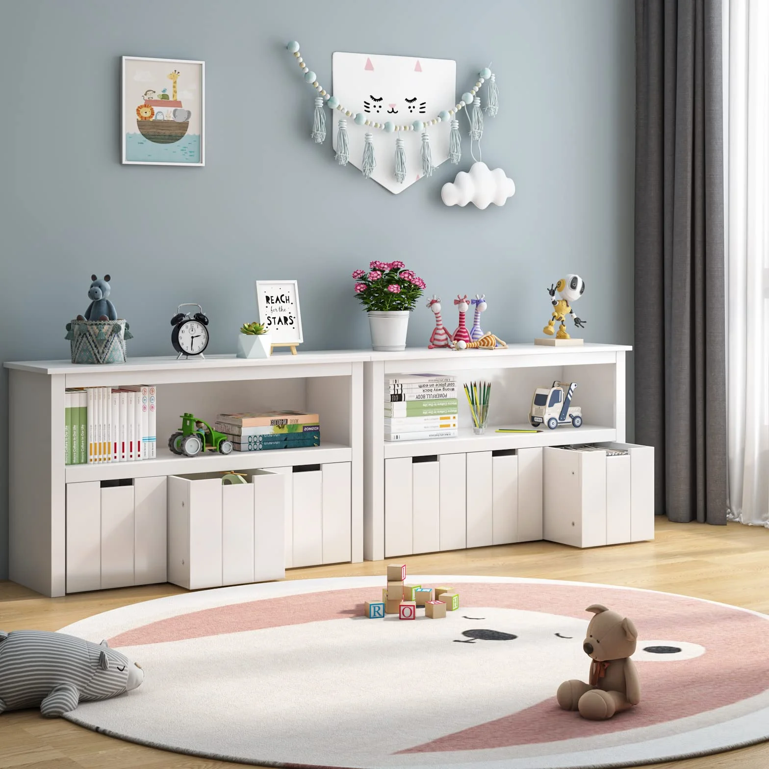 FOREHILL Szafka do przechowywania zabawek 3 szuflady biała 102x33x62 cm