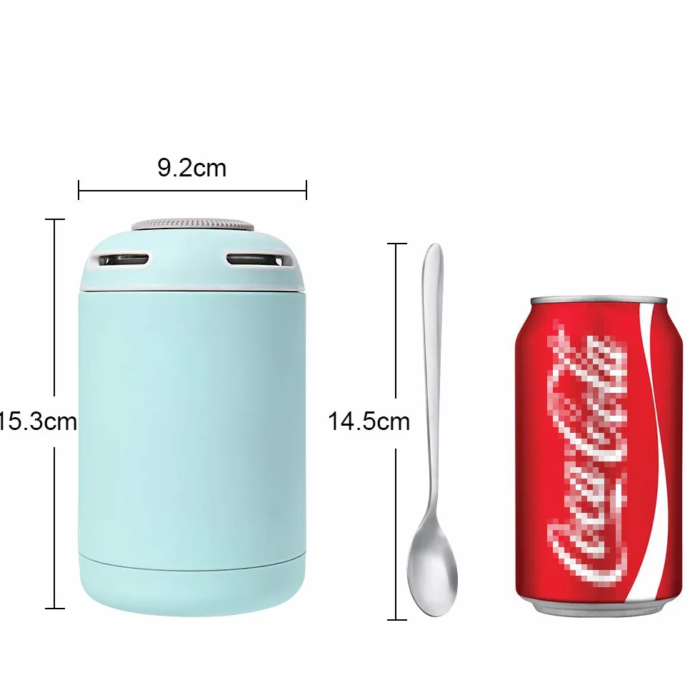 flintronic Butelka na żywność, 500 ml, izolowany próżniowo słoik na żywność ze szczotką do czyszczenia, torbą chroniącą łyżkę i butelkę, szczelny pojemnik na żywność ze stali nierdzewnej, bez BPA, na