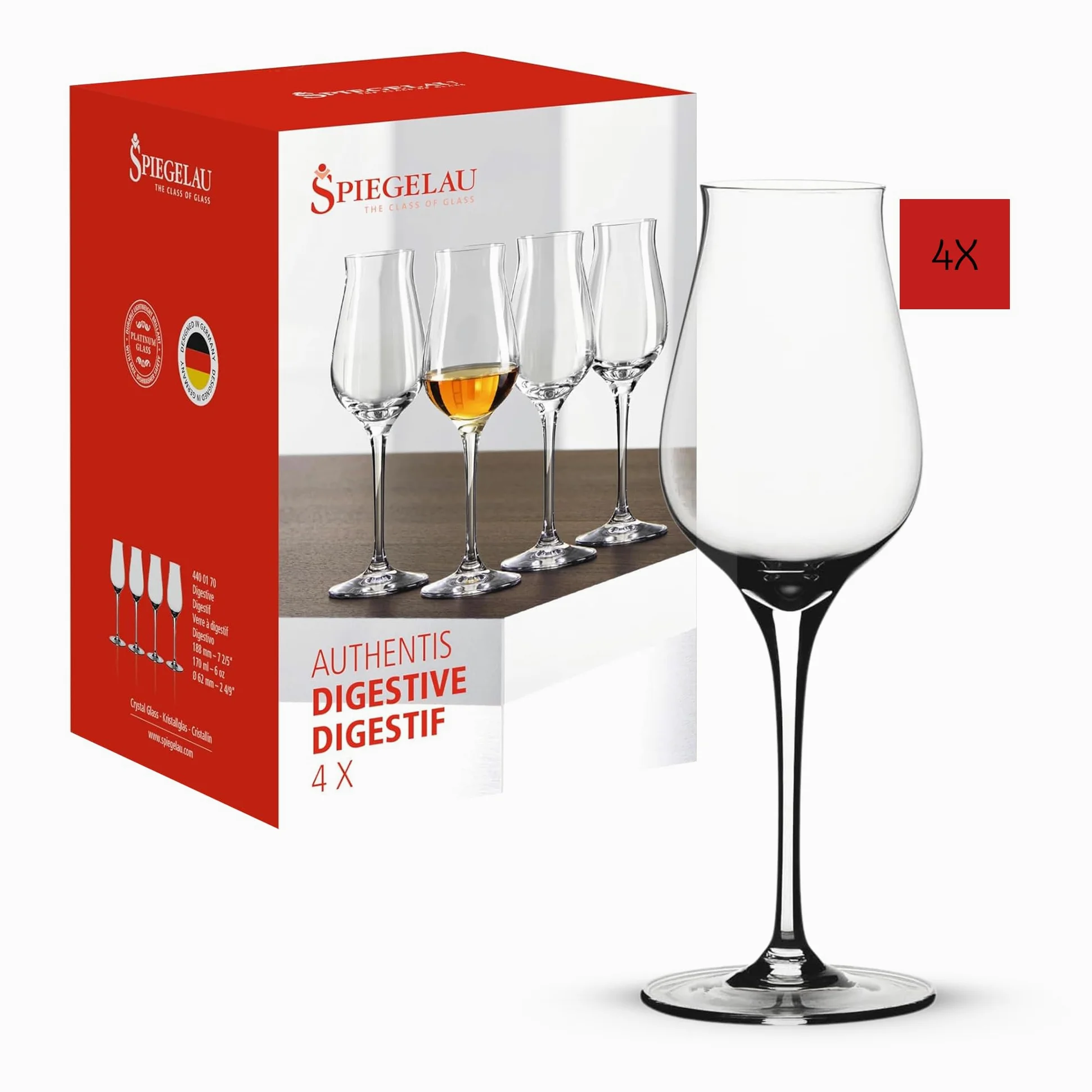 Spiegelau & Nachtmann Authentis, seria kieliszków do wina i karafki, szkło Digestifglas, zestaw 4 szt