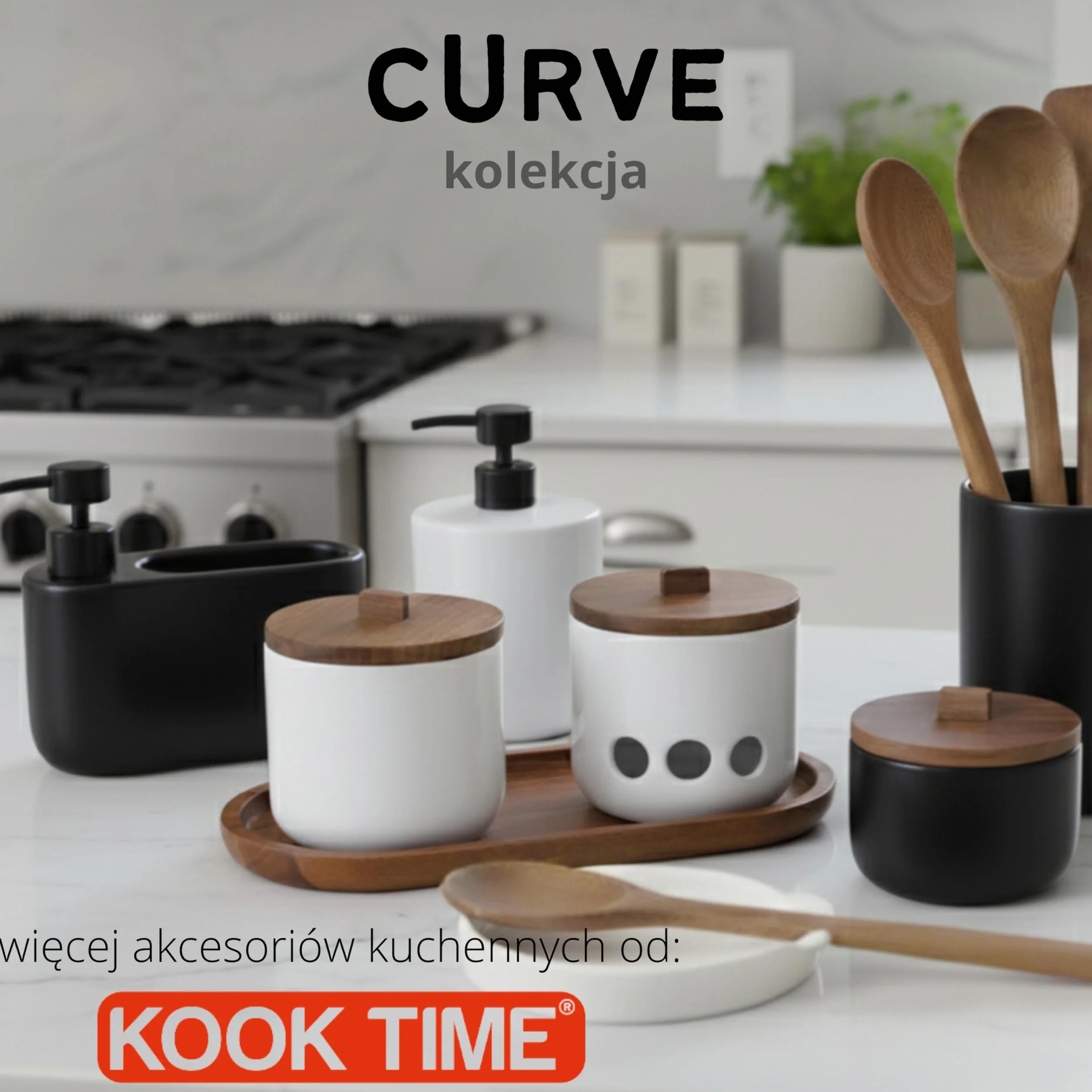 Uchwyt na przybory ceramiczne Curve - duży i stabilny pojemnik na przybory kuchenne. Przechowywanie łyżek kuchennych, łopatek do patelni i akcesoriów. 11 x 15 cm - czarny matowy