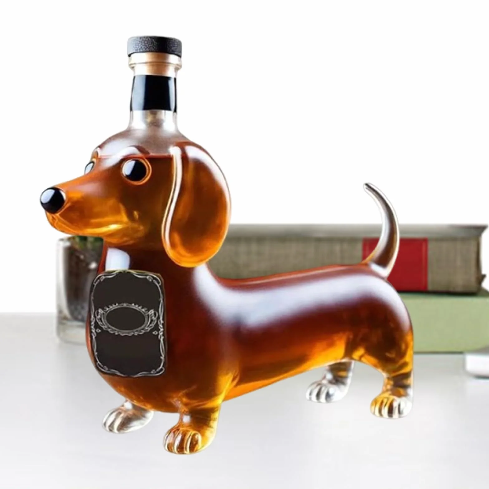Jamnik butelka na whisky dla, karafka 3D, jamniki, butelki na wino, szklane butelki z pokrywkami, ozdoba dla kiełbasy, pojemnik na wino do baru, domu, na parapetówkę