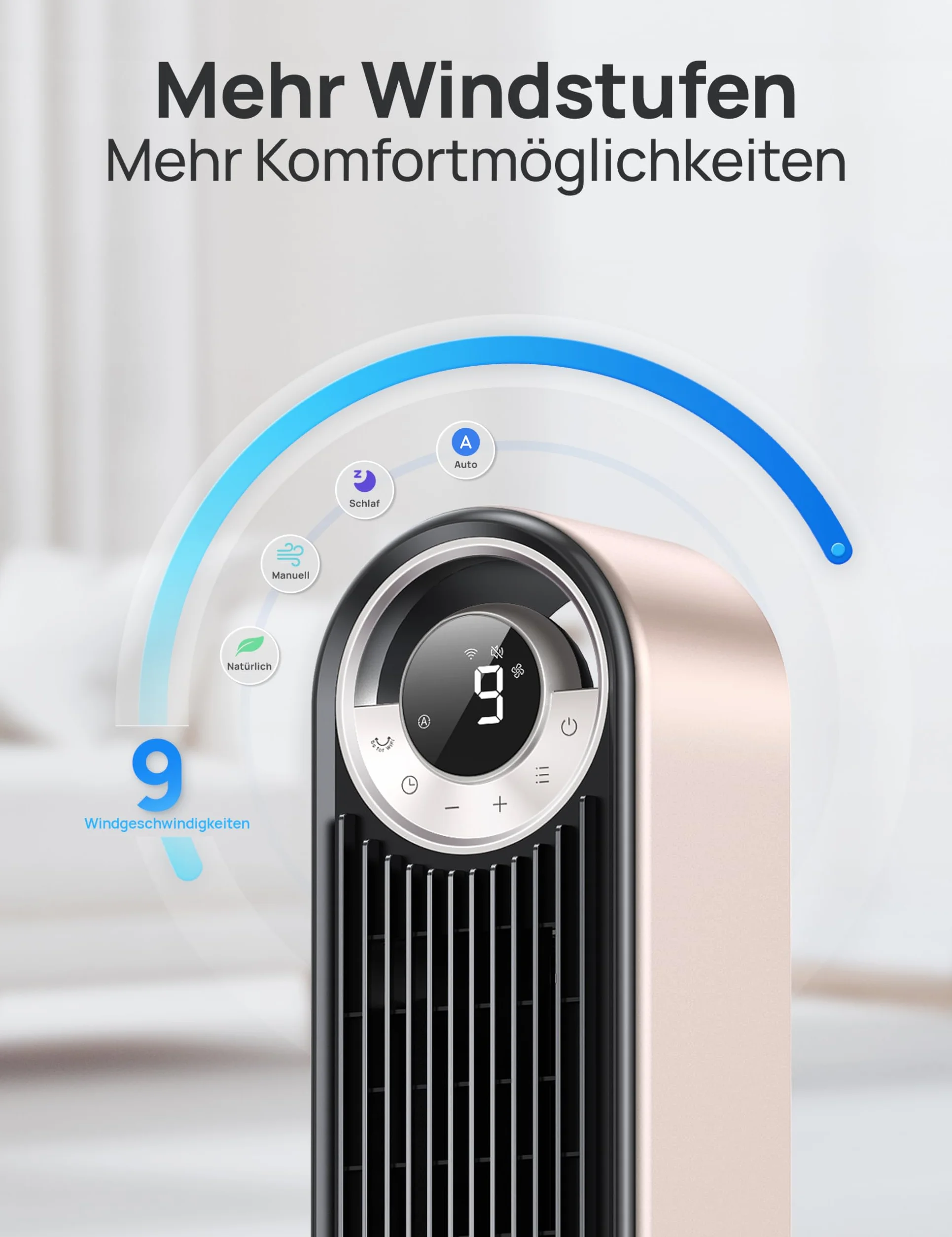 Dreo 42-Calowy Inteligentny Wentylator Wieżowy, 6 Prędkości Chłodzenia, Cichy do Sypialni, Oscylujący 90°, WiFi ze Sterowaniem Głosowym, 12-Godzinny Timer