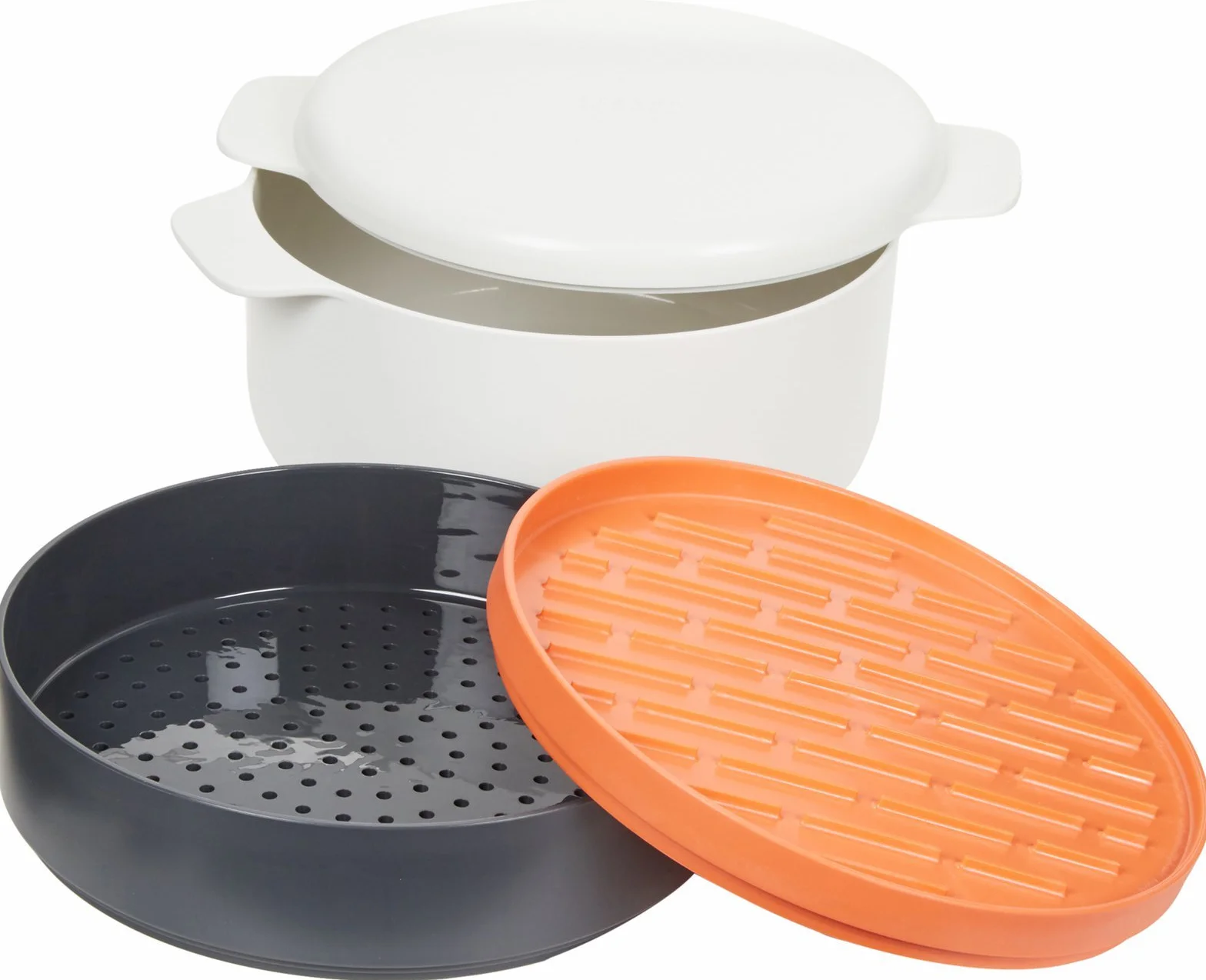 Joseph Joseph M-Cuisine 4-częściowy zestaw kuchenek mikrofalowych do układania w stos - kamień/pomarańczowy