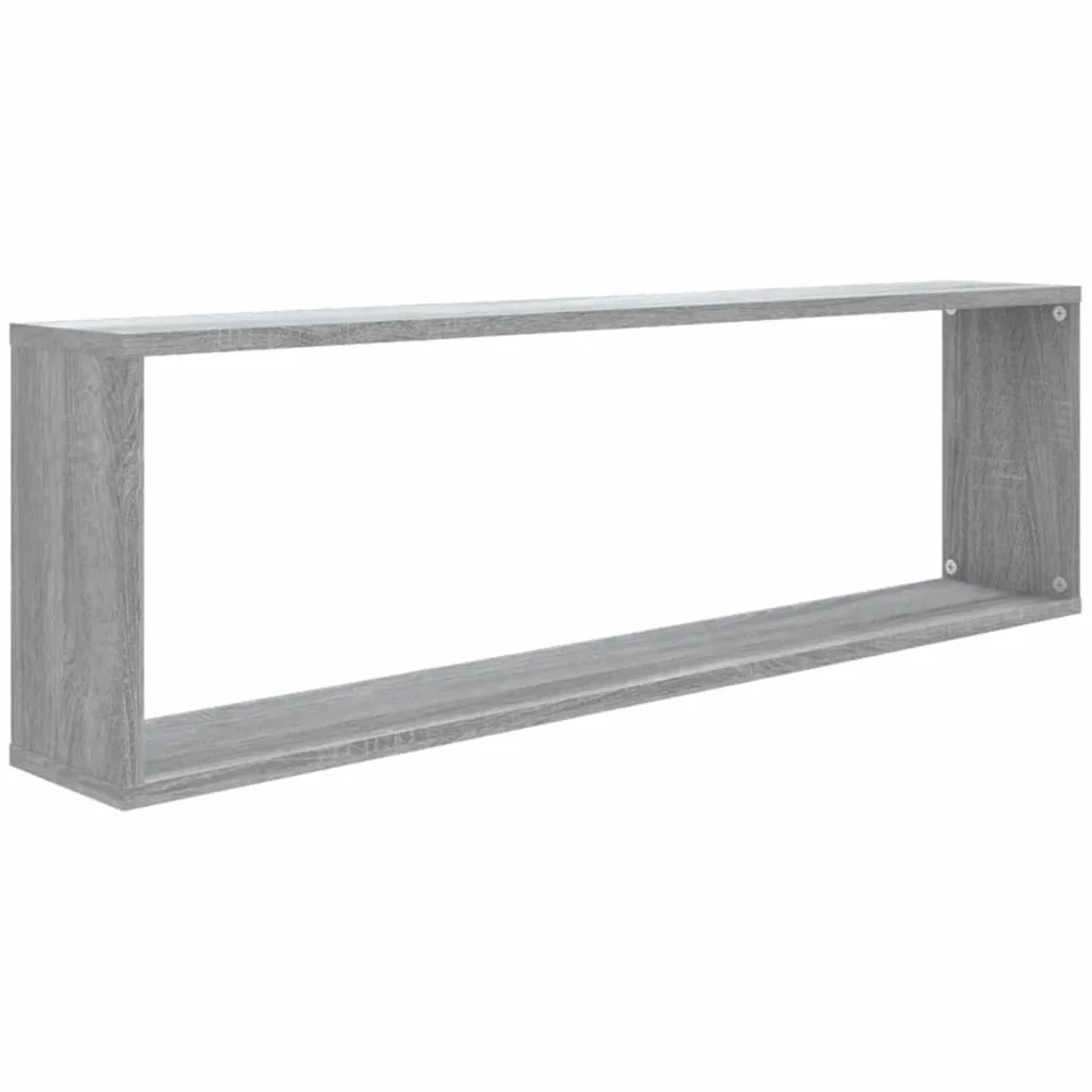 Regał ścienny, zestaw 4 sztuk, szare Sonoma, 100 x 15 x 30 cm, wiszące półki do salonu i sypialni, montaż ścienny, regał na książki