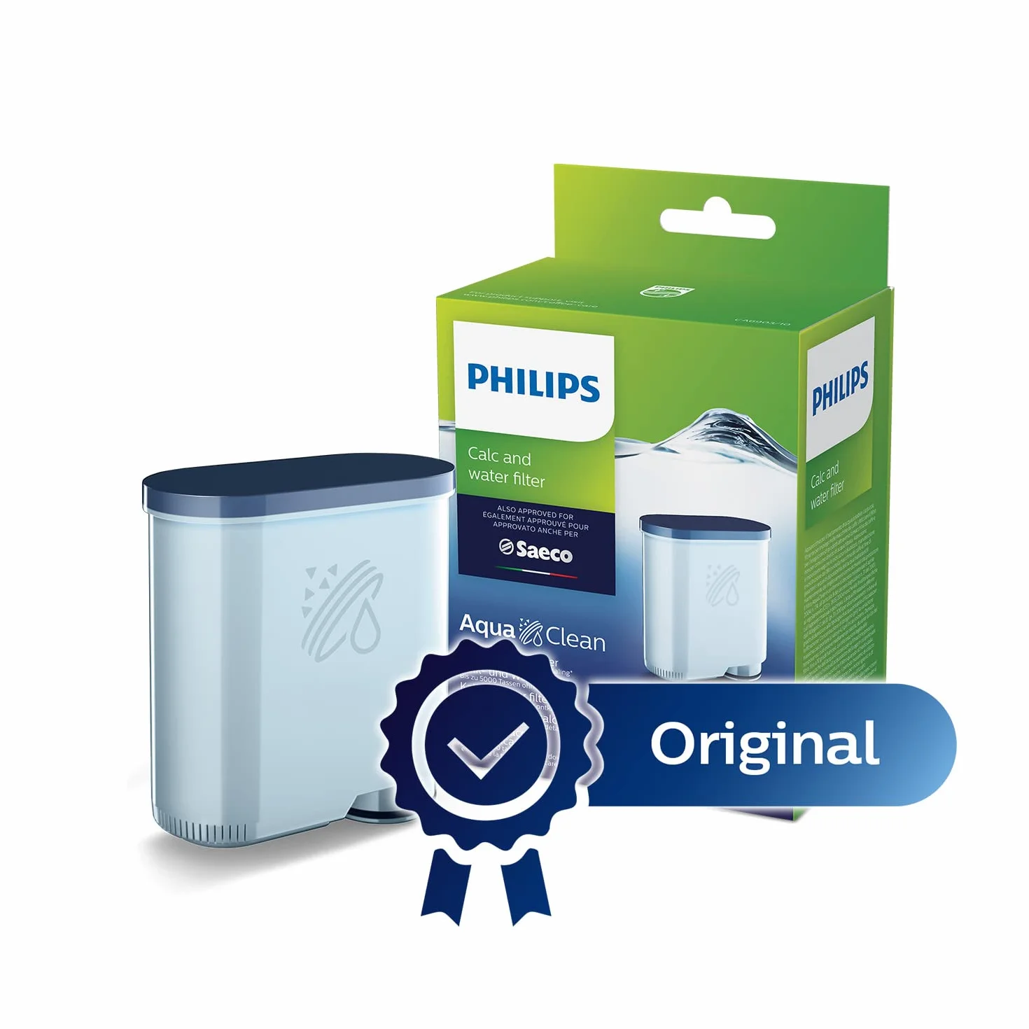 Philips Café Gaia Ekspres przelewowy do kawy,1,2 l Dzbanek termiczny utrzymuje temperaturę, Satynowy Beżowy (HD7546/20) & Philips AquaClean Antywapienny Filtr Wody do Ekspresów do Kawy (CA6903/10)