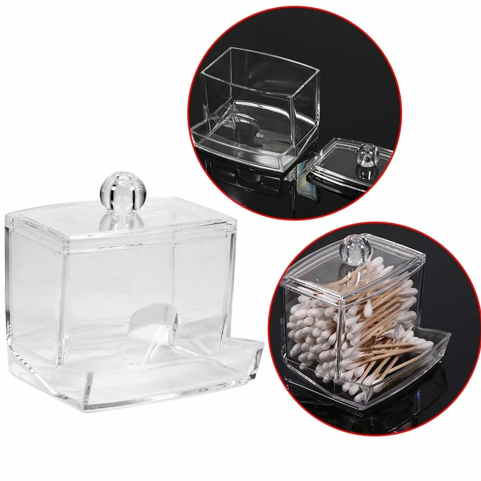 Nikou Qtips pojemnik na patyczki higieniczne – Qtip dozownik patyczków higienicznych, akrylowy pojemnik na aptekę, patyczki higieniczne, płatki do makijażu, kosmetyki