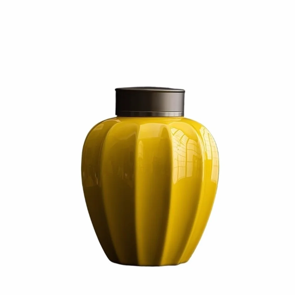 Praktyczny Ceramiczny słoik do przechowywania luźnej herbaty na cukier kawowy, orzechy(Yellow)