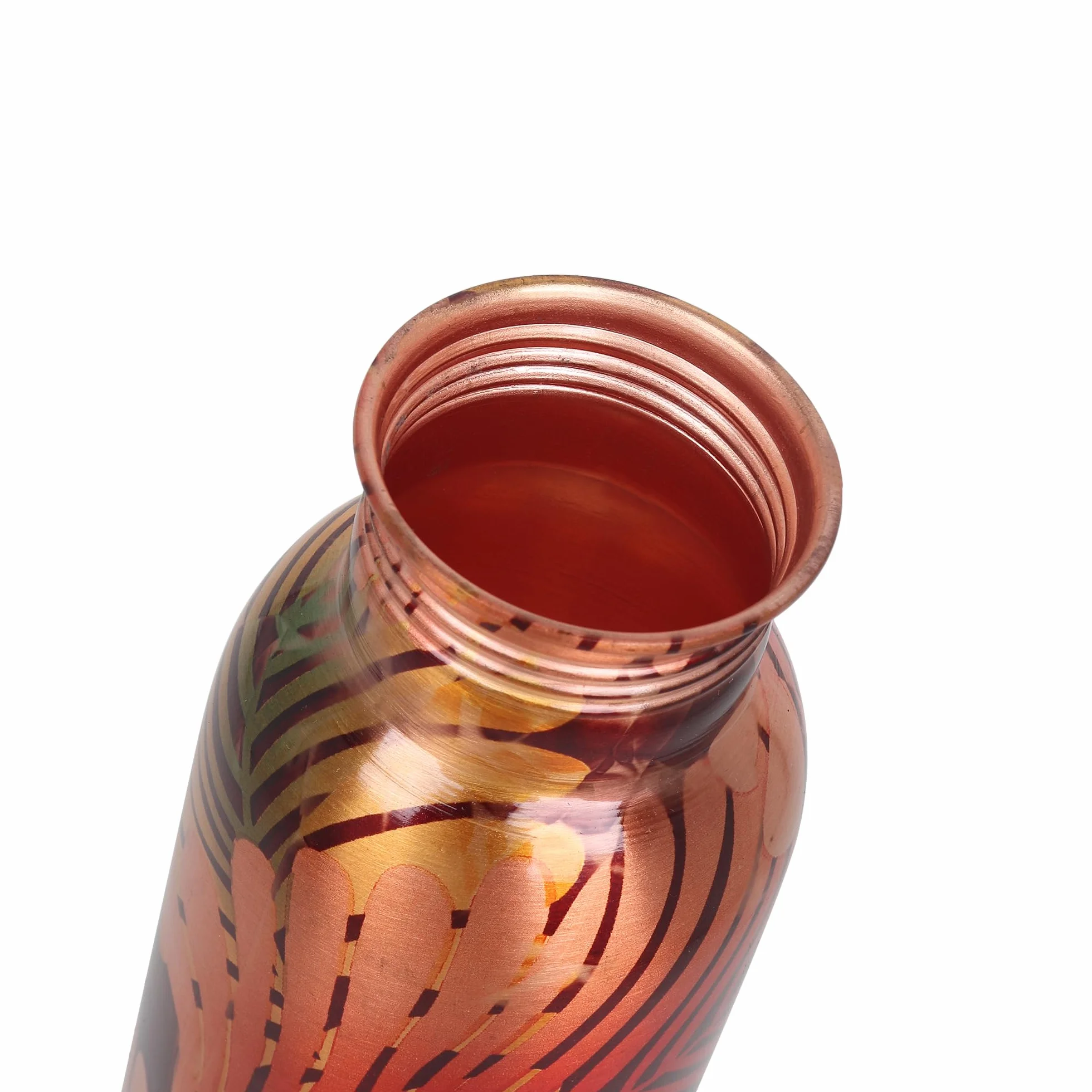 Zap Impex Wielokolorowa butelka na wodę z czystej miedzi dla ajurwedyjskich korzyści zdrowotnych Uszczelka szczelna (miedź, 900 ml)