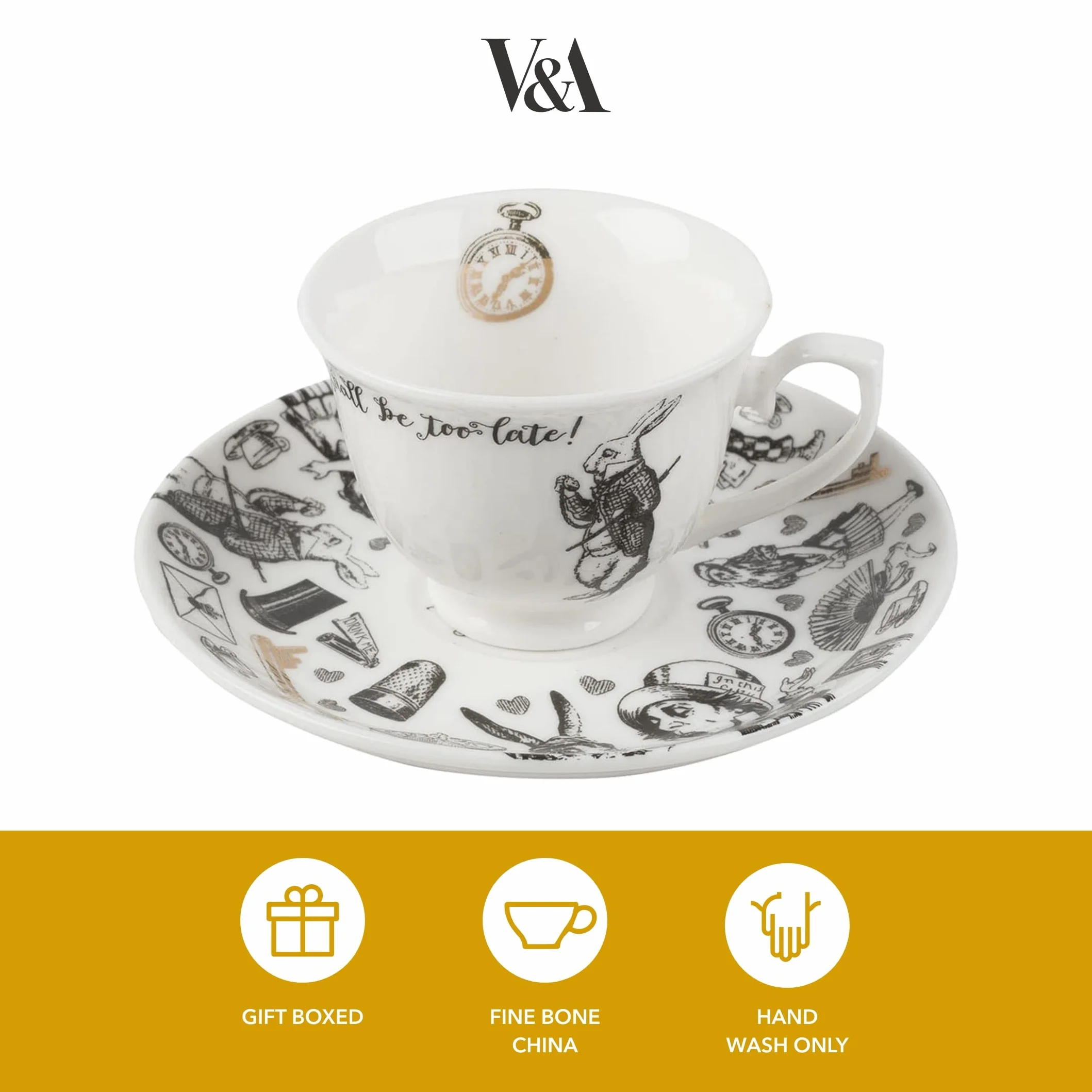 V&A Alicja w Krainie Czarów Filiżanka i Spodek do espresso, 100 ml
