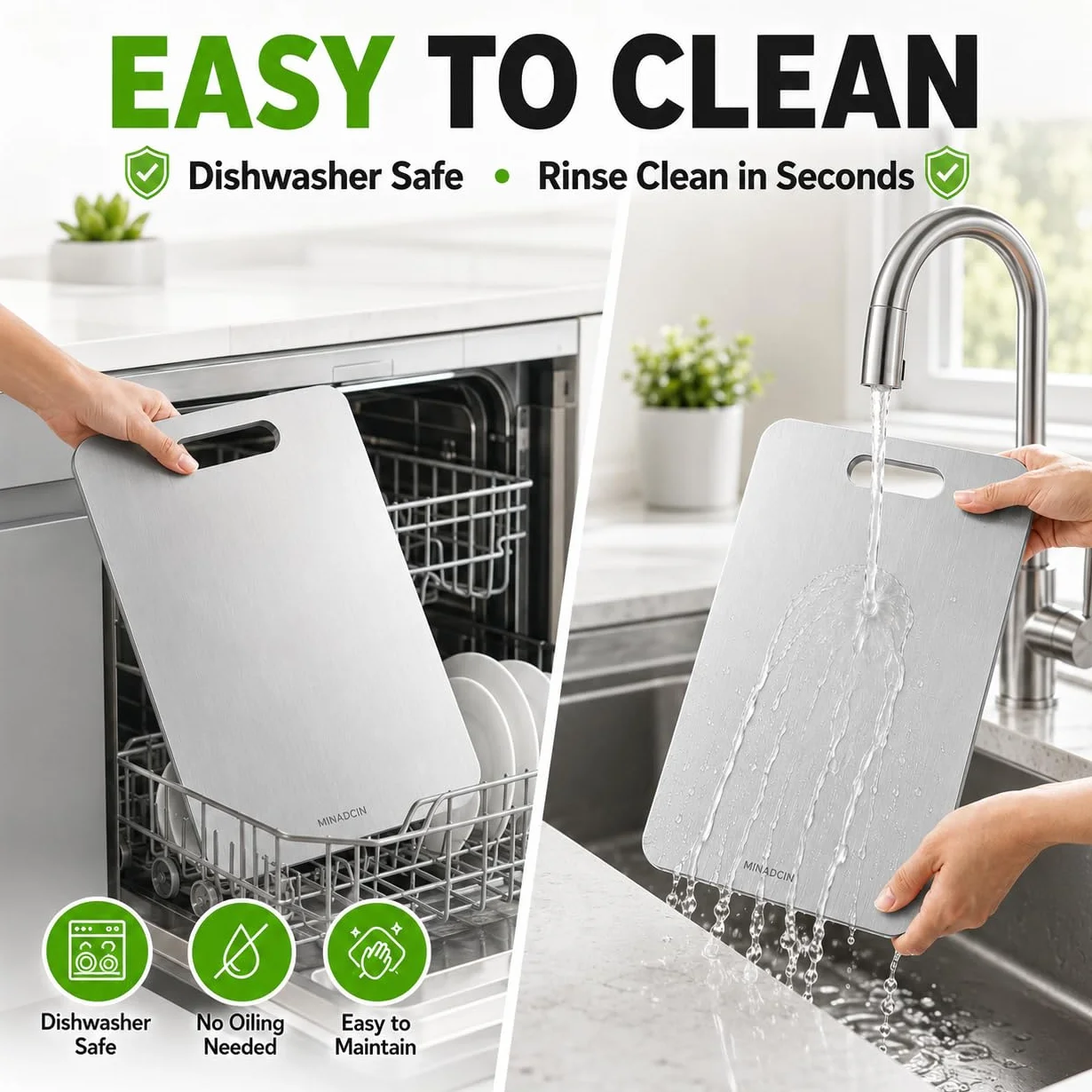 Tytanowa deska do krojenia, 100% quality, easy to clean, odor-resistant, suitable for kitchen or camping (17 l * 10 w)