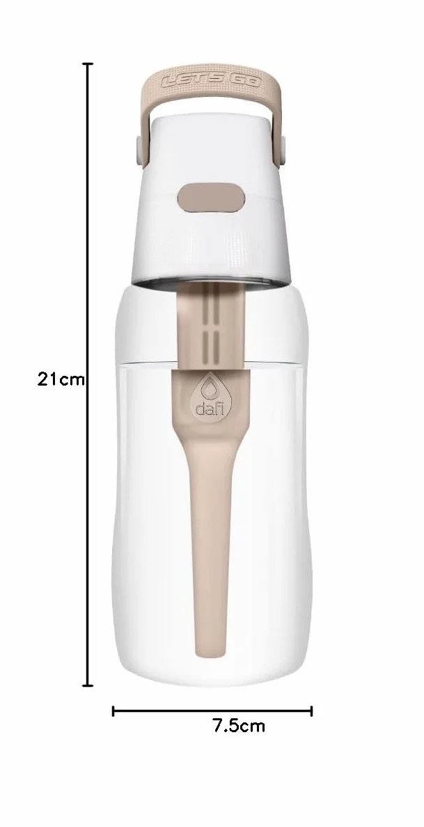 DAFI Butelka filtrująca Solid 0,5 l + wymienny filtr węglowy - Cappucino - Wykonana z wytrzymałego Tritanu™, Bez BPA, Idealna do Pracy, Szkoły, Siłowni, w Podróż - Wyprodukowano w Polsce