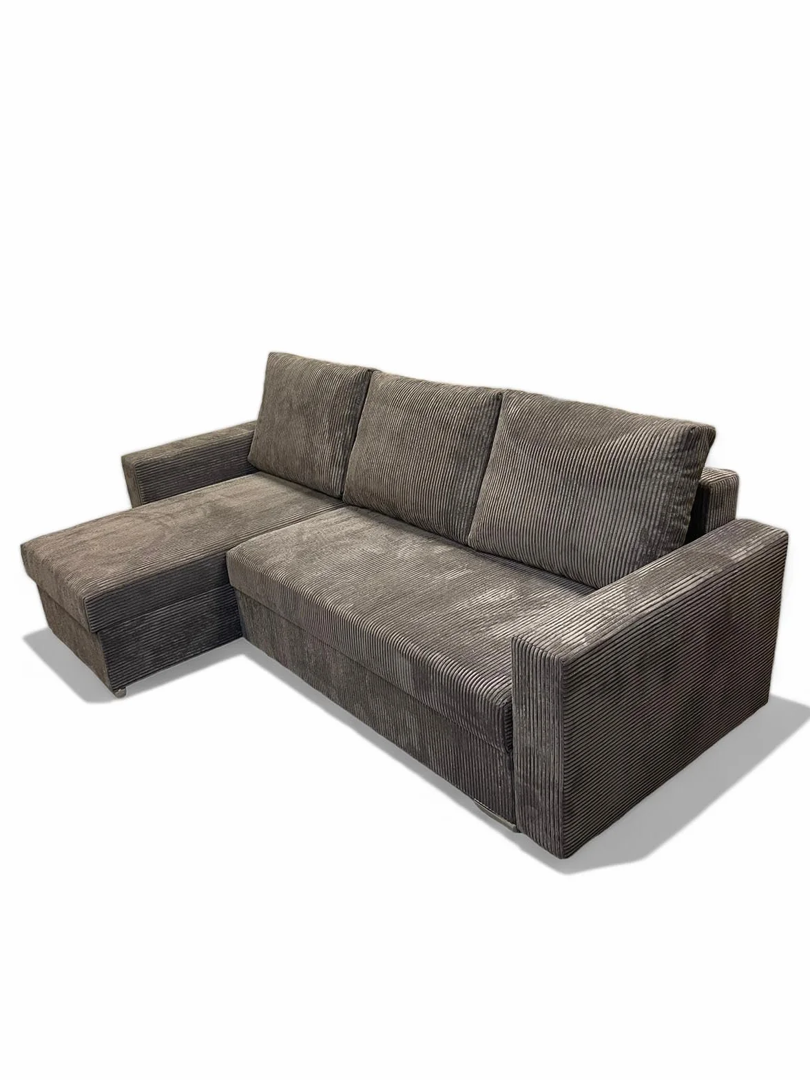 Narożnik Bravia z funkcją spania – Wolnostojący – Komfort i styl w minimalistycznej formie Automat ułatwiający rozkładnie – 235 x 140 x 90 cm – Zoom 6 (Brąz)
