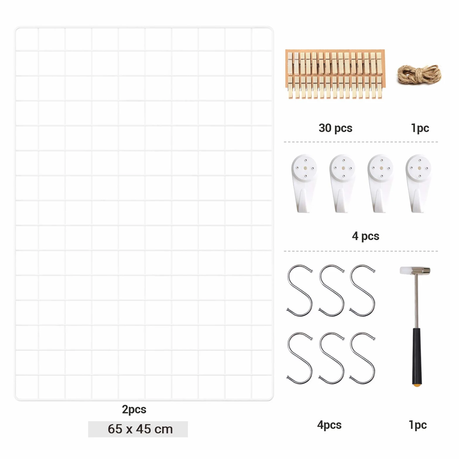 SONGMICS LPP2W Fotościanka z Siatki Drucianej, Zestaw 2 Szt., Dekoracja Ścienna, Wielofunkcyjny Panel Siatkowy, Siatka Ścienna, Zrób to Sam, z Haczykami w Kształcie S, Biała